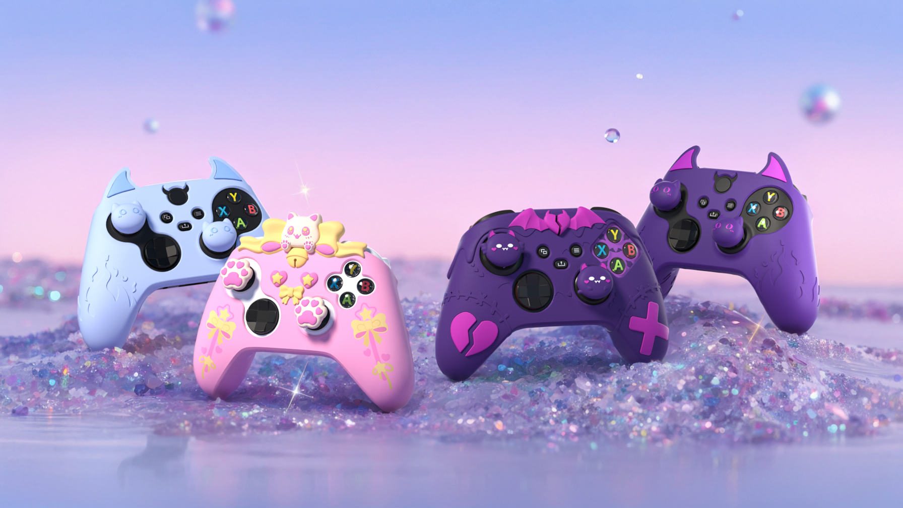 thumbnail video image 2 of PlayVital Gothic Imp Series Cute Silicone Skin for Xbox Series X & S Controller, Anti-Slip Grip Silicone Cover, Protective Silicone Case for Xbox Core Controller with Thumb Grips-Purple, 2 of 9