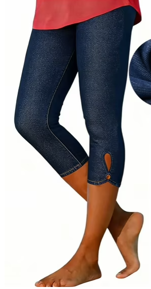 thumbnail video image 2 of huaimei Capris Jeans for Women Plus Size Elastic Waist Skinny Pull-On Denim Capris Pants Casual Summer Cropped Pant with Pockets, 2 of 11
