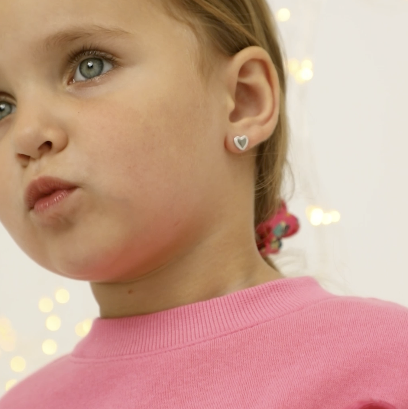 thumbnail video image 2 of Detailed Heart Baby / Toddler / Kids Earrings Screw Back - Sterling Silver, 2 of 7
