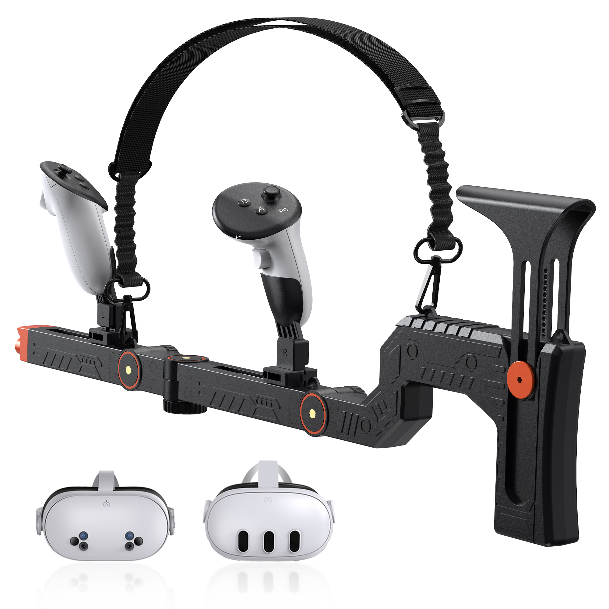thumbnail video image 2 of VR Rifle Stock with Magnetic Adjustment for Meta Quest 3/3S, FPS Shooting Game Accessories with Shoulder Strap, Compatible with Oculus Quest 3, 2 of 9
