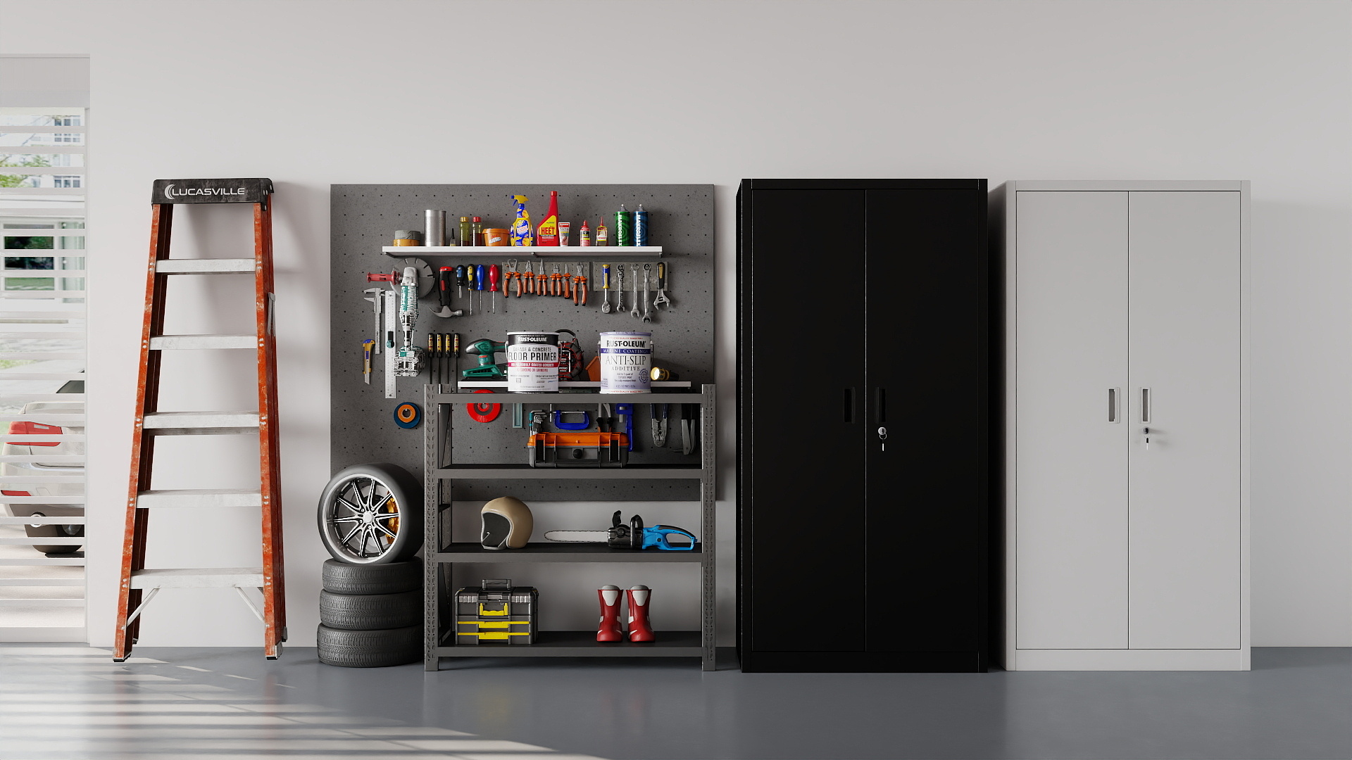 thumbnail video image 2 of HUAXRON 71 Inches Tall Metal Garage Storage Cabinets with 5 Adjustable Shelves & Pegboards, Lockable Steel Black Storage Cabinet with Doors for Office, Home, School, Shops, Garage, Assembly required, 2 of 8