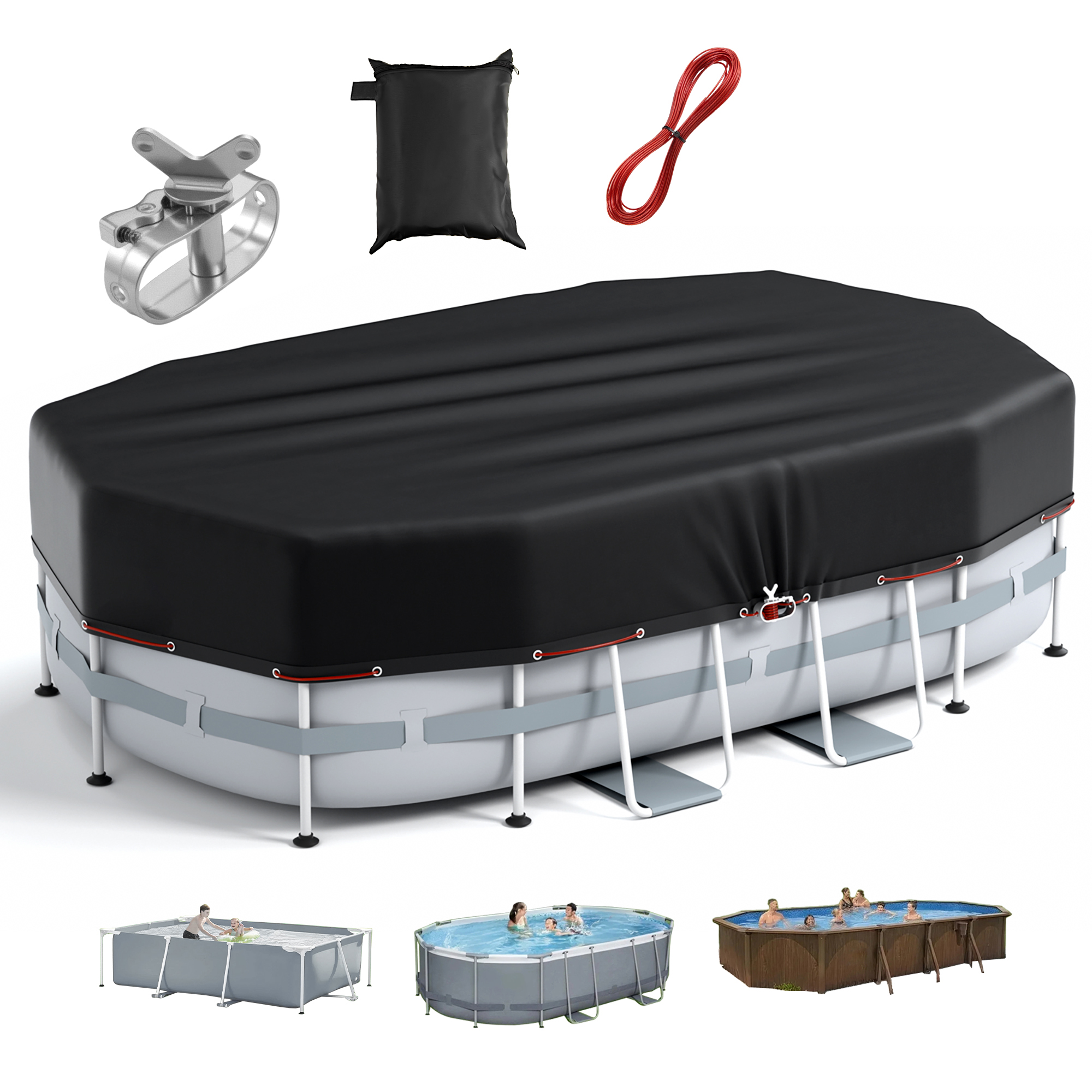 thumbnail video image 2 of Agricasst Oval Pool Cover,16x32FT Oxford Solar Pool Covers for Oval Above Ground Pool with Winch and Cable,UV Resistant,Waterproof and Dustproof Inflatable Pool Cover for All Weather, 2 of 12
