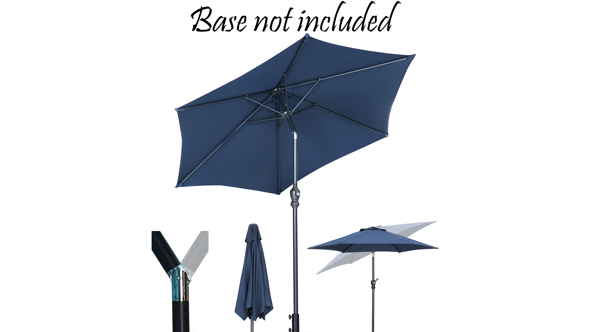 thumbnail video image 2 of Autlaycil 7.5ft Outdoor Patio Umbrella with Tilt, Crank and Sturdy Ribs for Lawn, Garden, Backyard and Pool, Navy Blue, 2 of 8