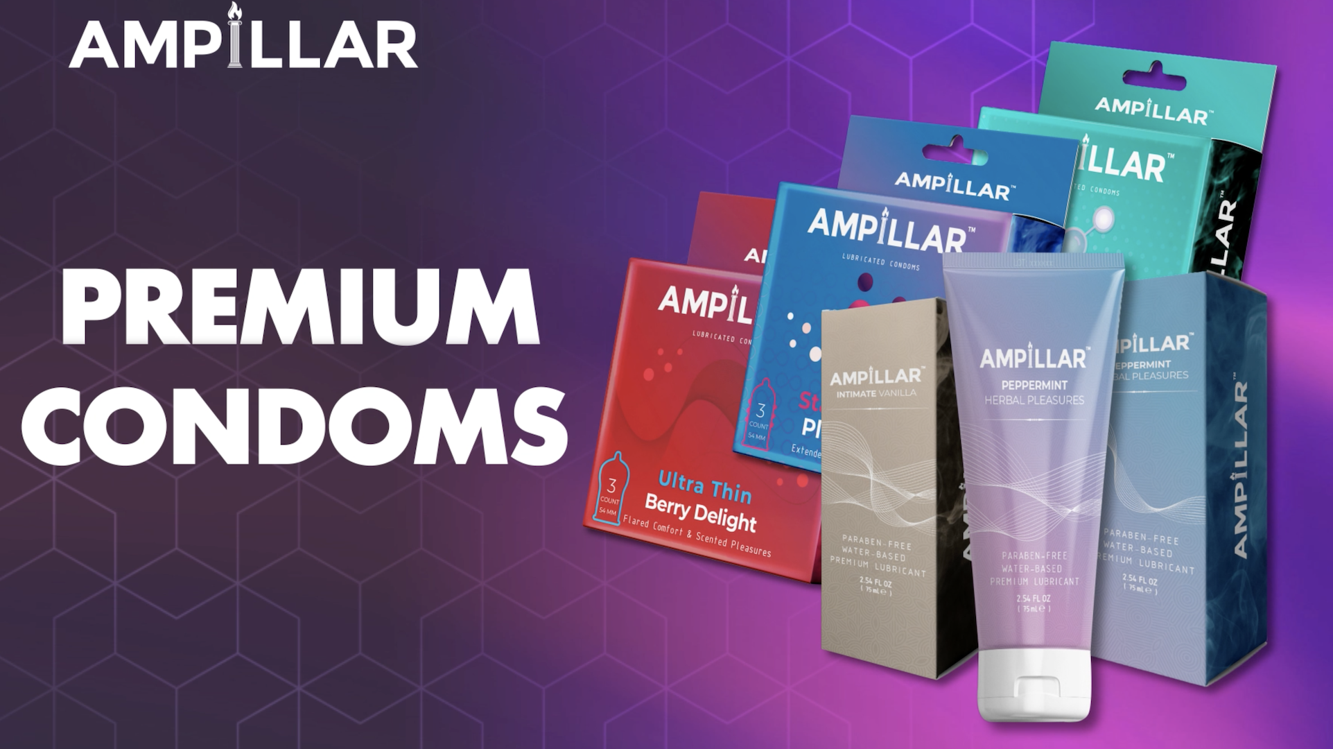 thumbnail video image 2 of AMPILLAR ULTRA THIN BERRY DELIGHT Condoms, Berry Scented Flared Comfort Lubricated Latex Condoms, Natural Feel, 72 Count, 2 of 11