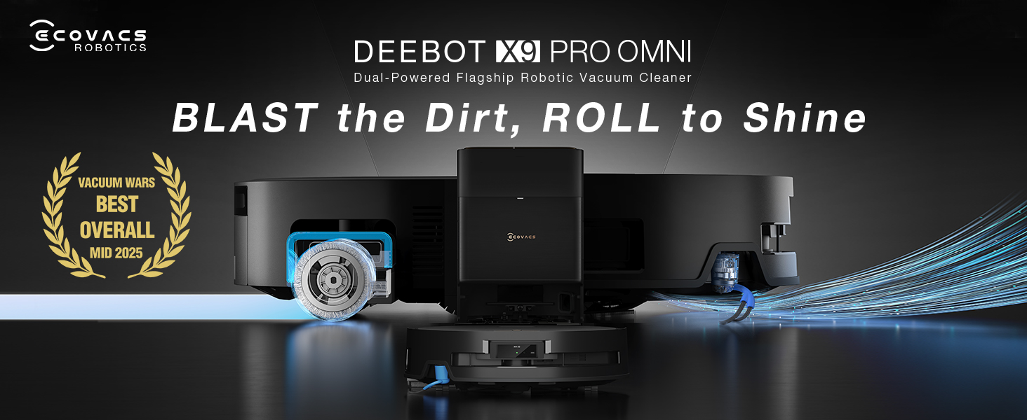 thumbnail video image 2 of ECOVACS DEEBOT X9 PRO Omni Robot Vacuum and Mop, 16,600Pa Blast Suction, OZMO Roller Instant Self-Washing Mop, 2 of 11