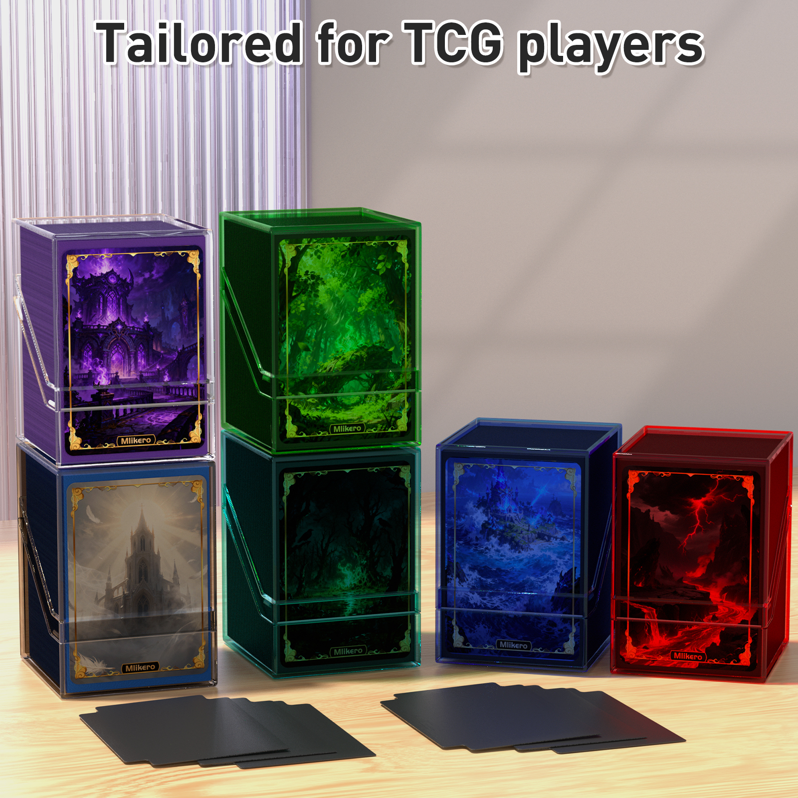 thumbnail video image 2 of Mlikero Card Deck Cases, 12 Pack Acrylic Commander Deck Box Holding 100+ Sleeved Cards with 12 Dividers, Clear Card Storage Box Fit for MTG, TCG, Sports Cards, 2 of 8