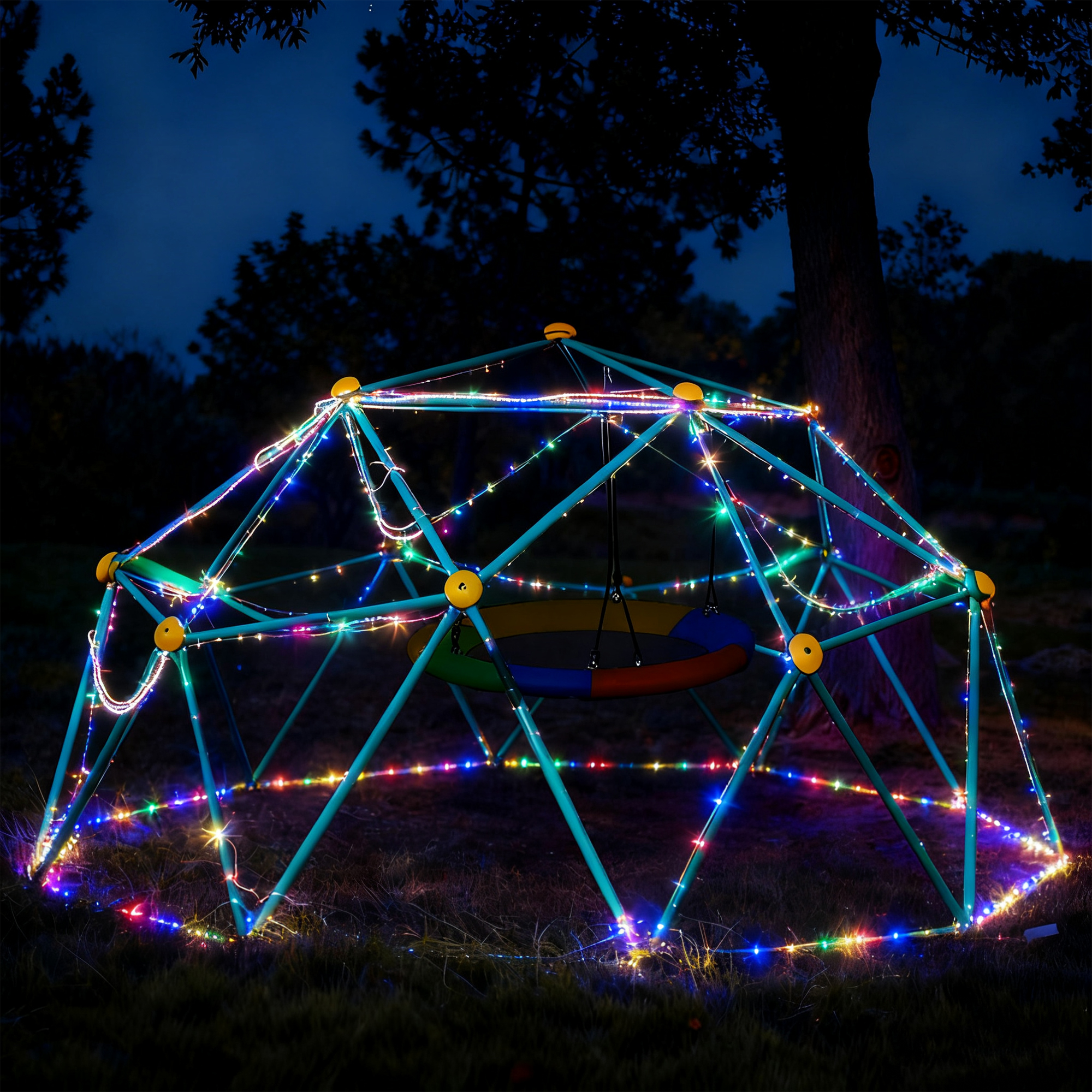 Photo inspiration: Fresh Look at 10Ft Climber Dome With Saucer Swing And Led String Light