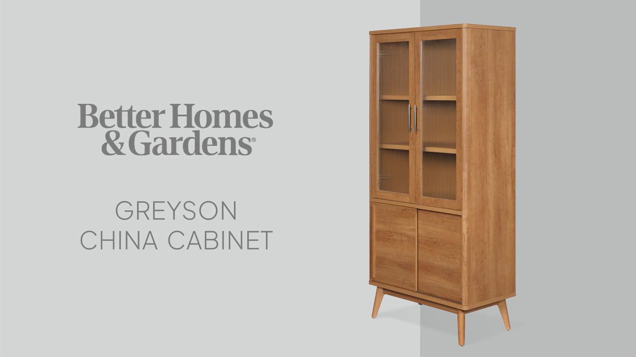 thumbnail video image 2 of Better Homes & Gardens Greyson China Cabinet, Acorn Finish, 2 of 16