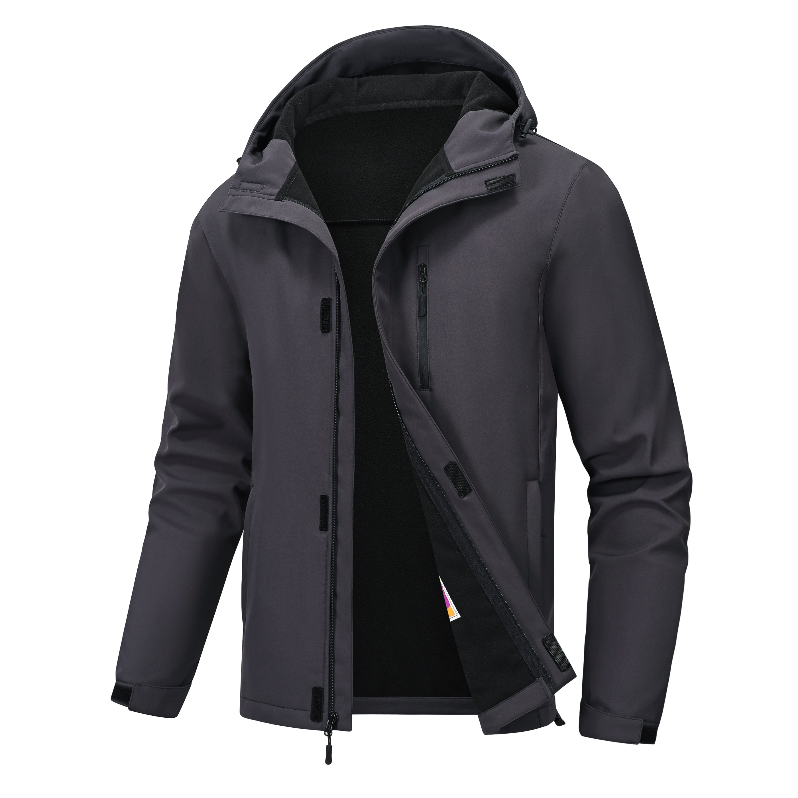 thumbnail video image 2 of Men's Hooded Softshell Jacket Water-resistant Insulated Windbreaker Winter Warm Fleece Lined Rain Shell Jacket Army Green 2XL, 2 of 8