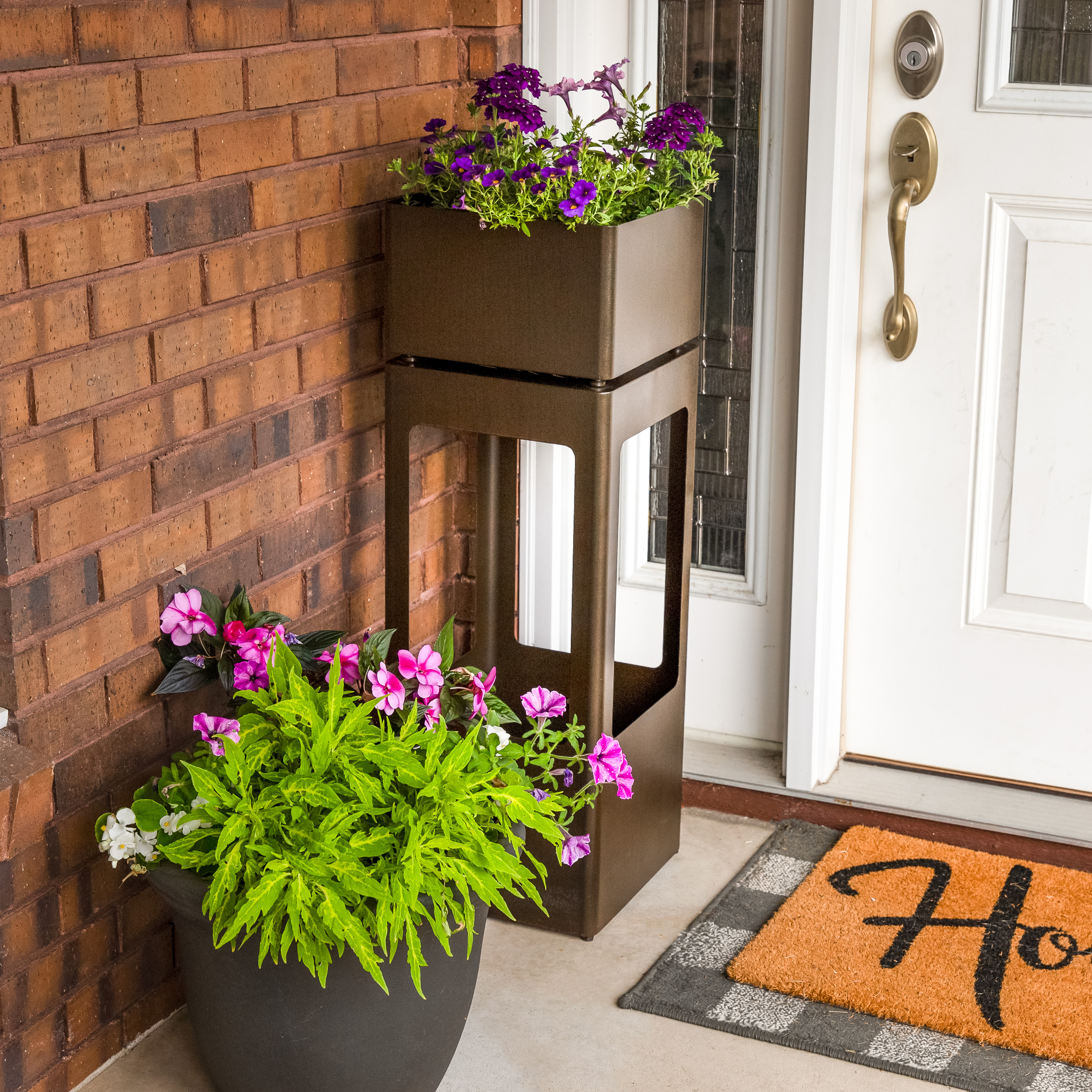 thumbnail video image 2 of Sunnydaze Serene Showers Zinc Outdoor Water Fountain with Lights, 2 of 12