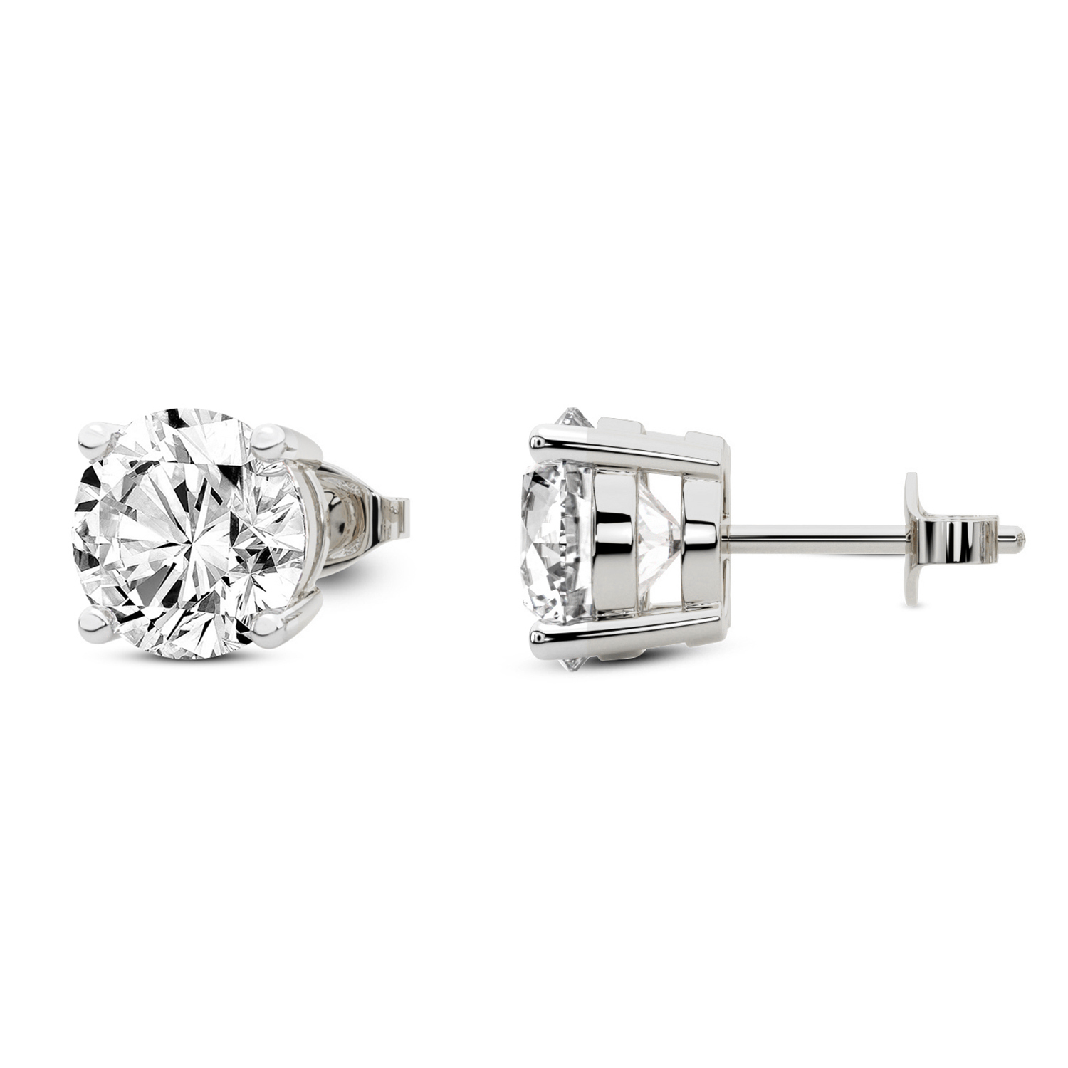 NEW deals Mens 2ct Diamond Studs 18K White Gold Square Stud Earrings 2 CT Diamonds 18