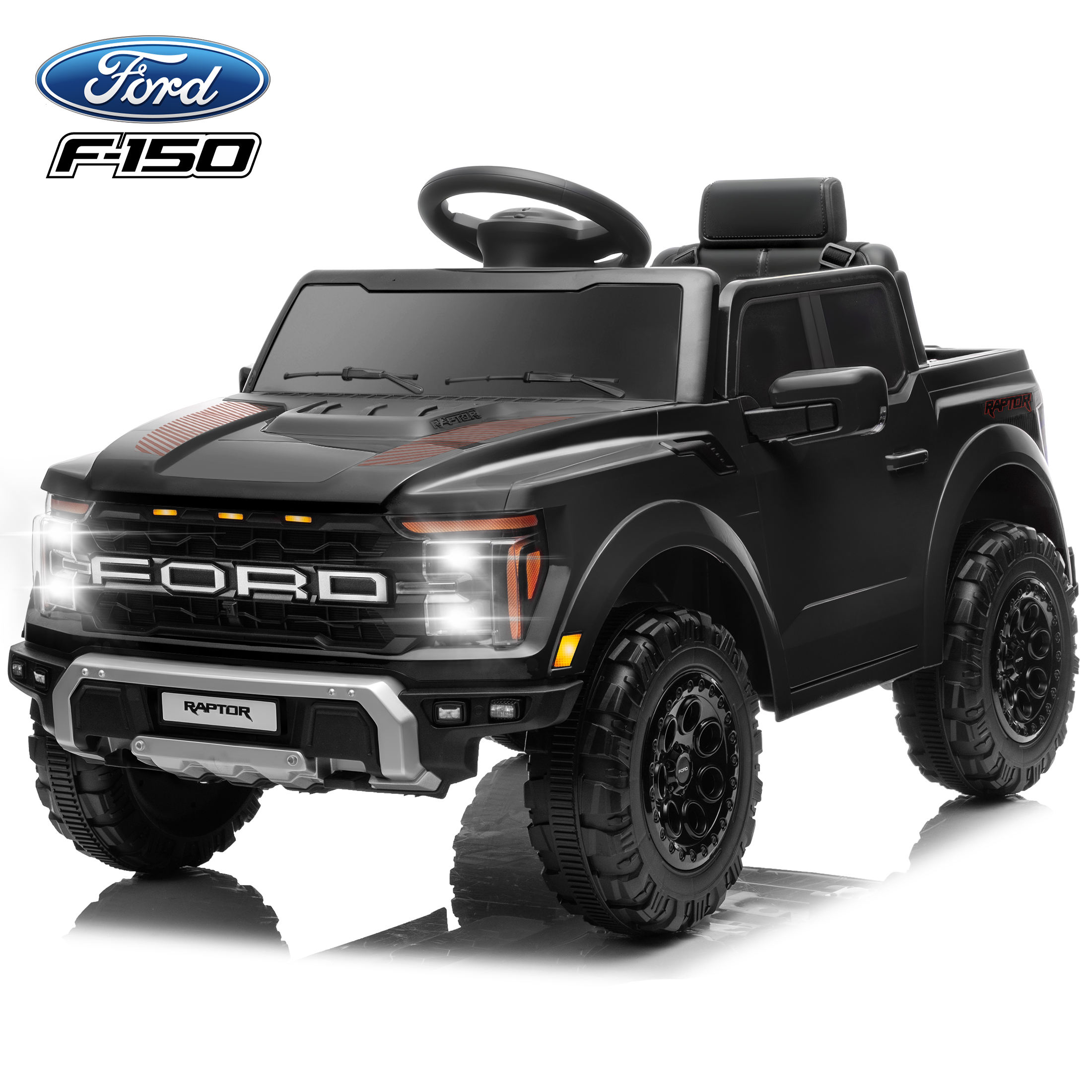 thumbnail video image 2 of 12V Ride on Cars with Remote Control, Licensed Ford F 150 Raptor Powered Ride on Toys with Bluetooth, Radio, LED Light, 4 Wheels Suspension, Kids Cars Electric Vehicles for Boys Girls Ages 3-6, White, 2 of 9