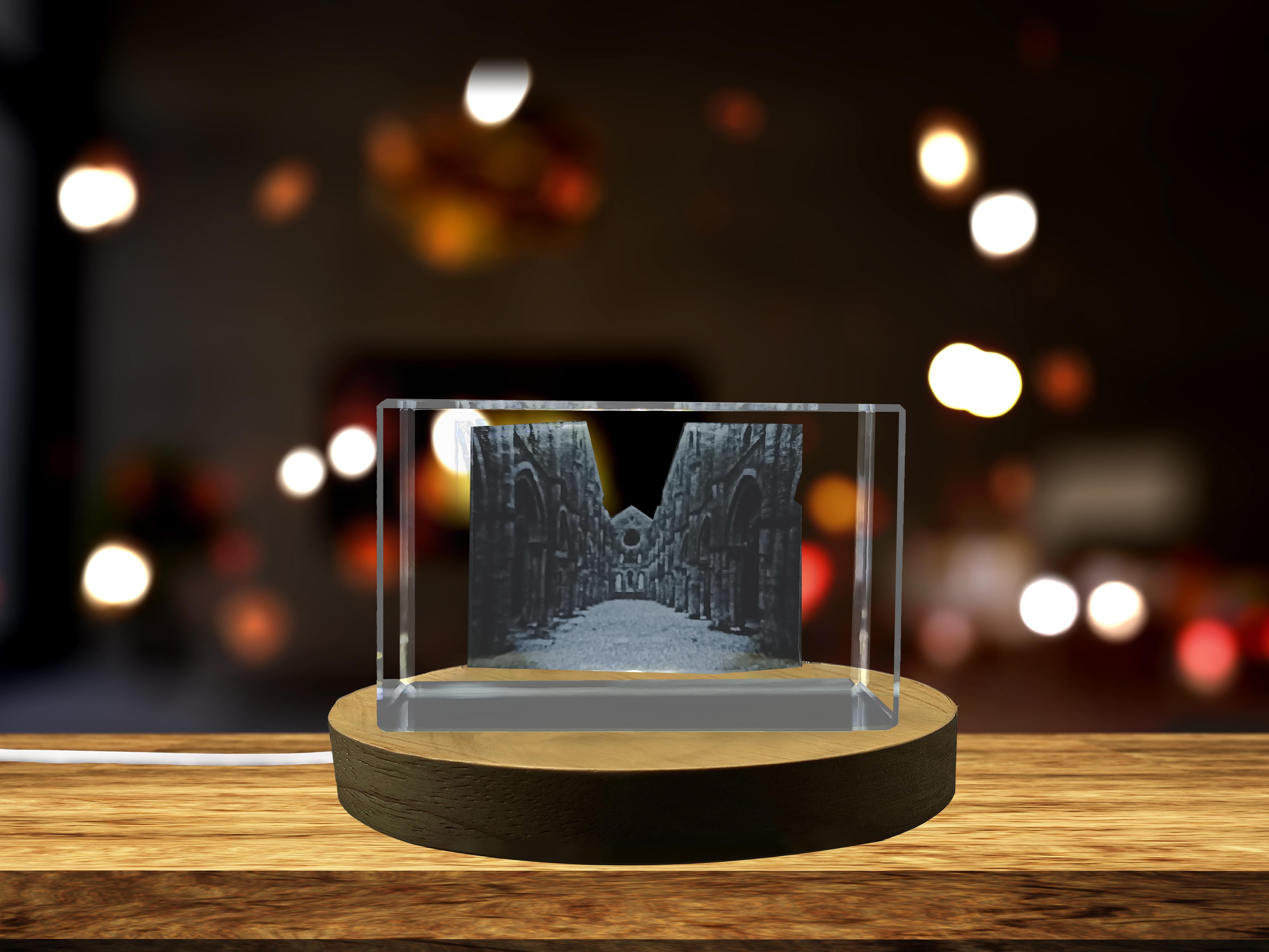 thumbnail video image 2 of San Galgano Abbey 3D Engraved Crystal Gift, 2 of 7