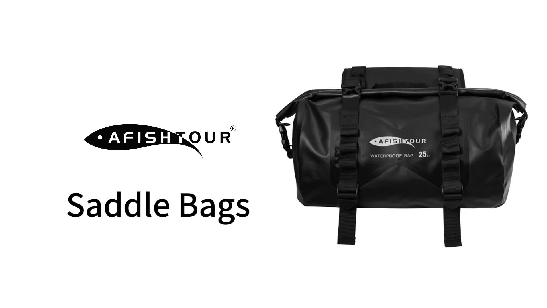 thumbnail video image 2 of AFISHTOUR Motorcycle Saddlebags, 50L Detachable Waterproof Motorcycle Luggage Bag for Scooter, Honda, Suzuki, Yamaha (Black, 2 Pack), 2 of 8