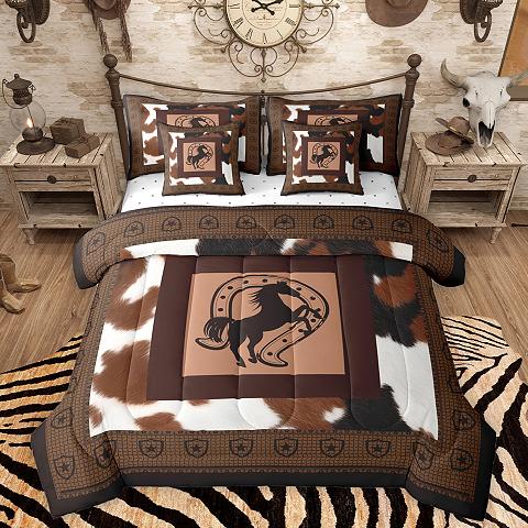thumbnail video image 2 of Homewish Cattle Hide 7-Piece Twin Bedding Sets,Rustic Horseshoe Bedding Comforter Set,Western Cowboy Sheet Sets For Teens,Super Cozy Room Decor Reversible, 2 of 9