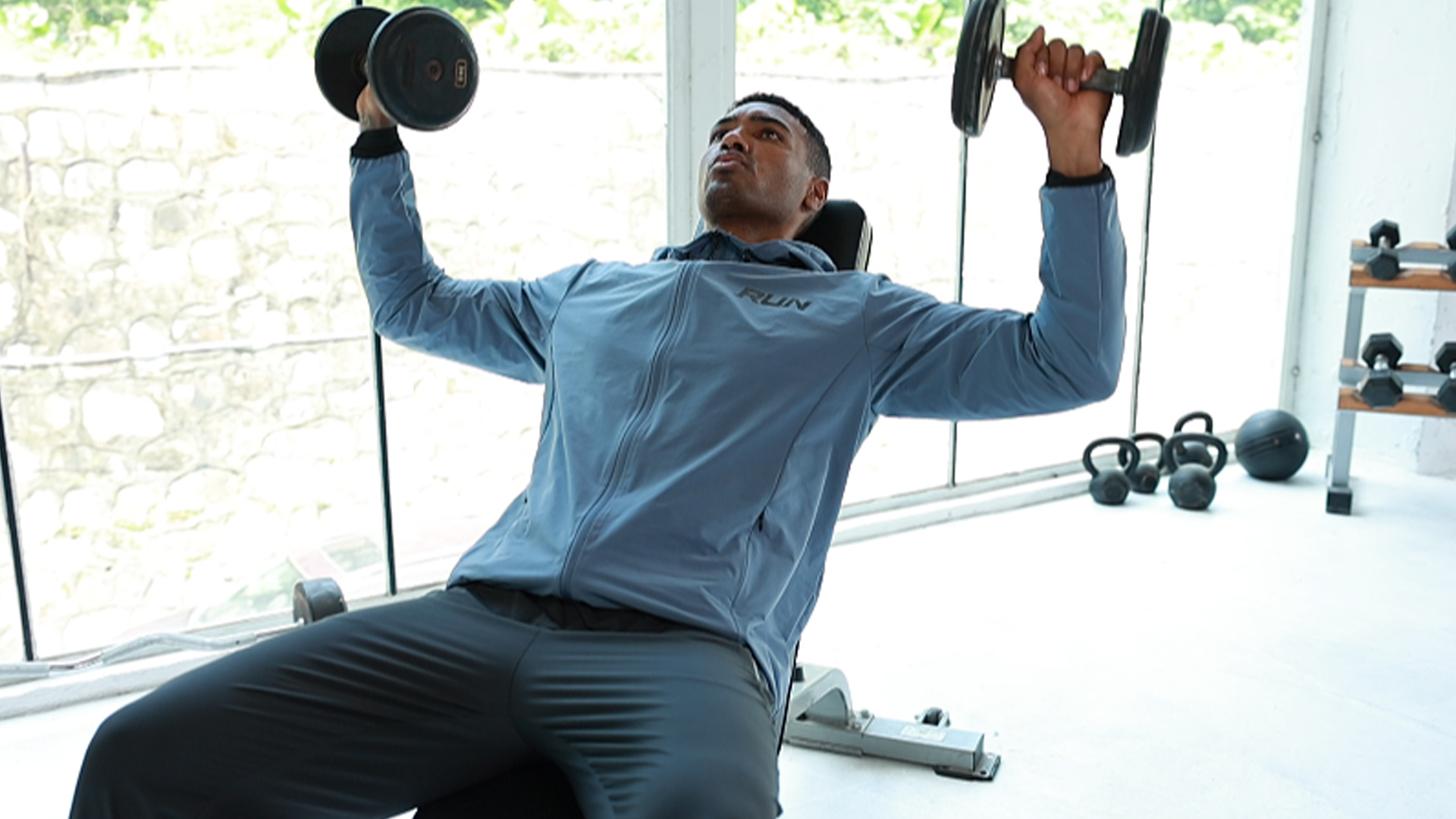 thumbnail video image 2 of RPOVIG 3 Pcs Men's Workout Set Gym Long Sleeve Shirts Hoodie Jackets Casual Stretch Pant with Zipper Pockets,S-3XL, 2 of 9