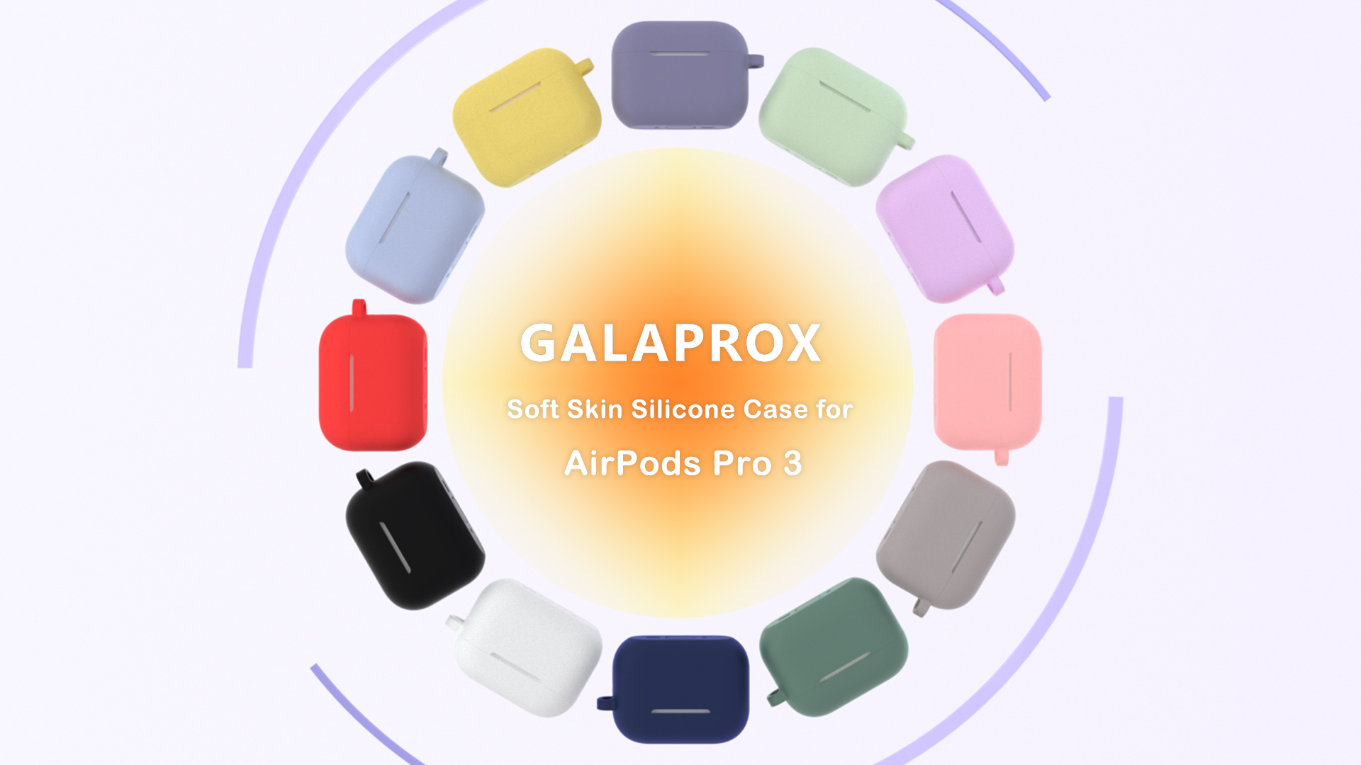 thumbnail video image 2 of GALAPROX Compatible with AirPods Pro 3 Case with Keychain/Hand Strap, Pro 3rd Generation[2025] Silicone Protective Shockproof Headphone Cover Support Wireless Charging-Lavender Purple, 2 of 6