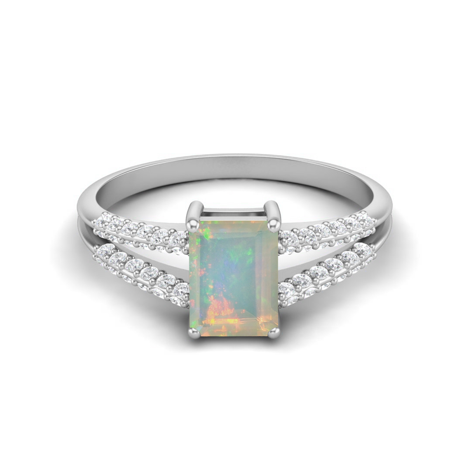 thumbnail video image 2 of Mooneye 7X5mm Ethiopian Opal 925 Sterling Sterling Silver Solitaire Women Valentines Day Gifts Ring, 2 of 5