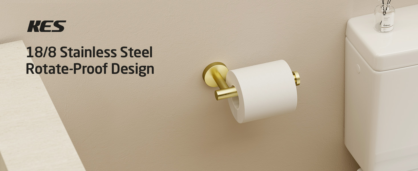 thumbnail video image 2 of KES Stainless Steel Toilet Paper Holder, Wall-Mounted, Gold, 1 Count, 2 of 11