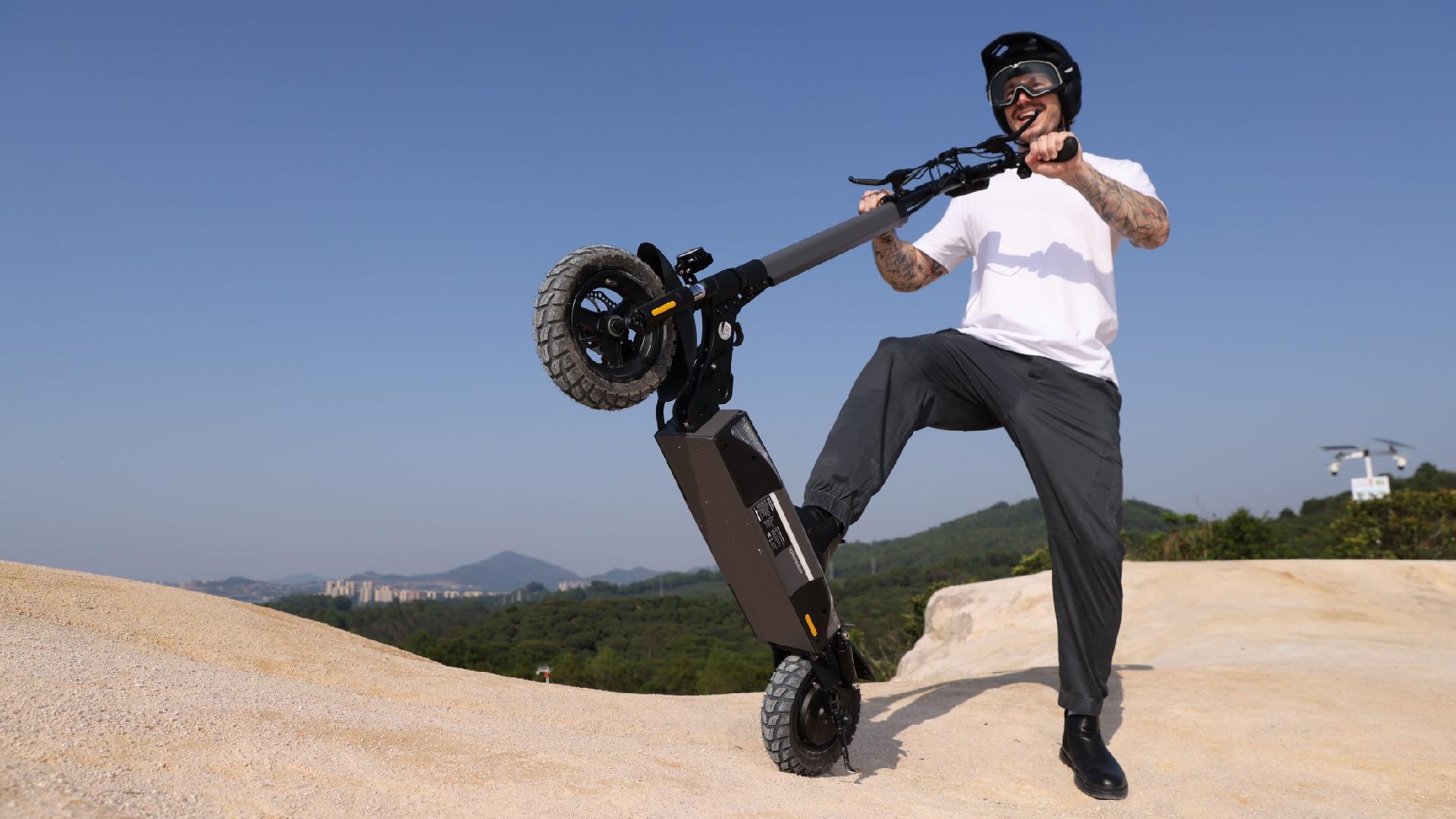 thumbnail video image 2 of iScooter 1000W Electric Scooter,28 mph Folding Electric Scooter for Adults ,10" All-terrain E-scooter with 48V 14Ah Battery, 2 of 9