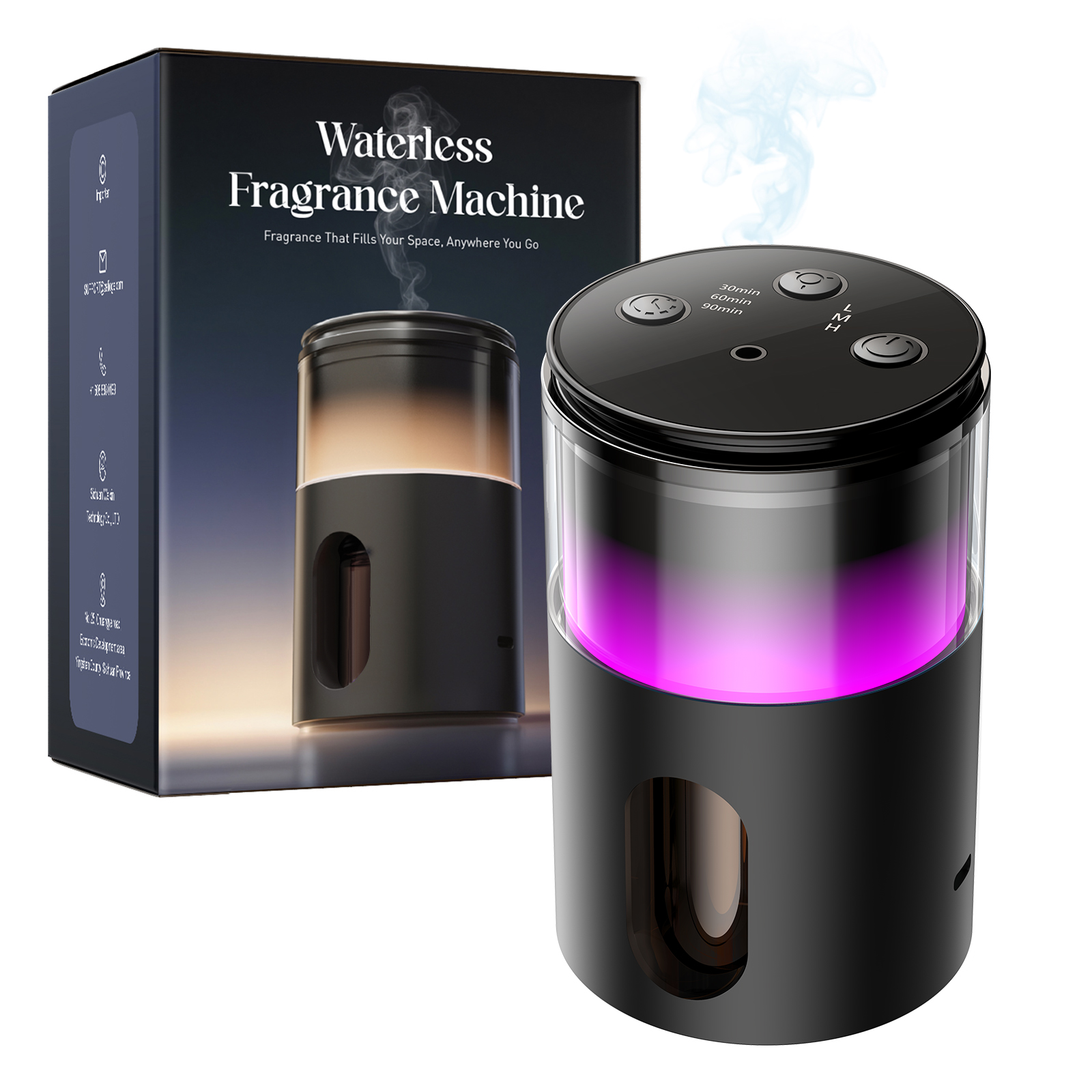 thumbnail video image 2 of Noahstrong Waterless Essential Oil Diffuser, Cordless Aromatherapy Oil Diffuser with 3 Mist Level 8 Colors - Rechargeable Portable Scent Diffuser - Cool Mist Humidifier for Home Car Office, 2 of 10