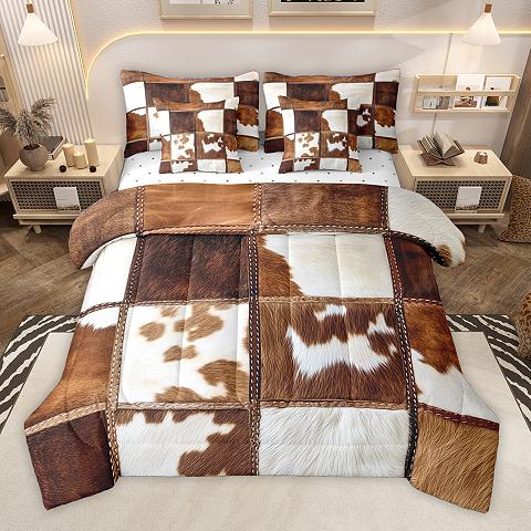 thumbnail video image 2 of Homewish Rustic Western Cowboy 7pcs Bedding Comforter Set,Retro Cattle Hide Queen Bedding Sets,Country Horseshoe Cowboy Boots Queen Sheet Sets For Girl Boys,Ultra Soft Home Decor Reversible, 2 of 9
