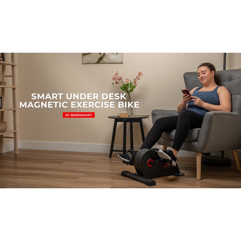 Sunny Health & Fitness Mini Vélo D’Appartement Intelligent – Pédalier Sous Bureau + SunnyFit App