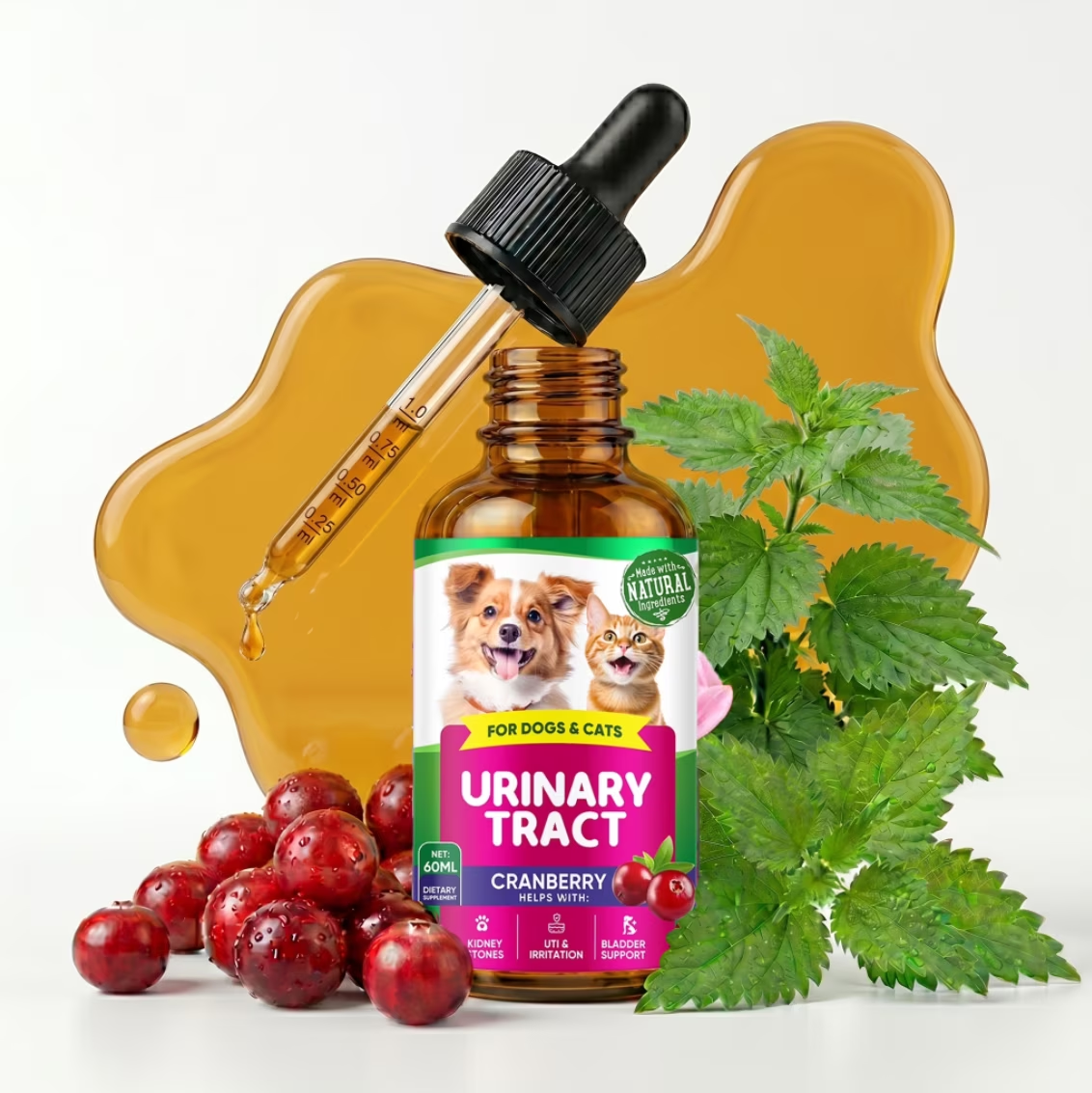 Urinary Tract Infection Treatment for Cats and Dogs, 60ML,Pet ur-in-a ...
