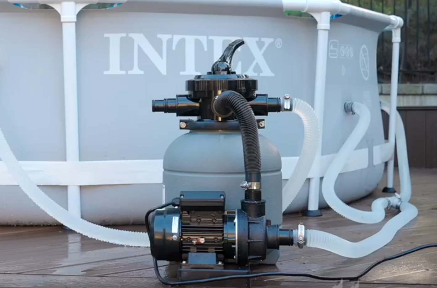 thumbnail video image 2 of "XtremepowerUS Above Ground Pool Pump with 12"" Sand Filter and Stand, 115V/60Hz - Filter Media Included", 2 of 6