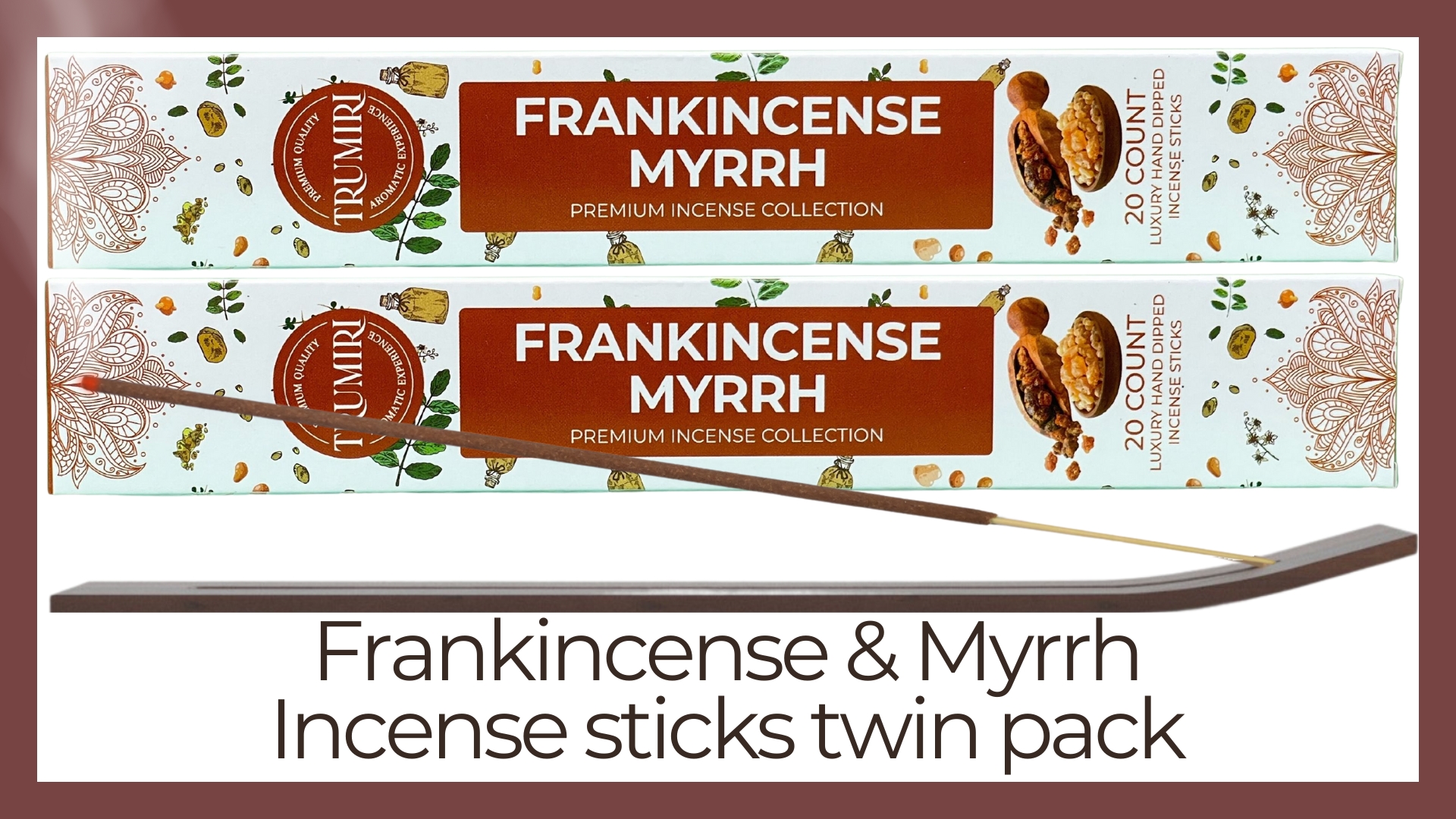 thumbnail video image 2 of Trumiri Incense Sticks - Total 40 Frankincense Myrrh Scented Insence-Sticks - Dual Pack of 20 Insenses - Insents - Incents - Inscense - Incence - Incienso - All Natural Incense Sticks, 2 of 10