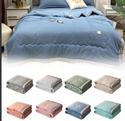 thumbnail video image 2 of Cooling Comforter Queen Size Solid Color Quilt Lightweight Comforter Summer Quilt Soft Bedspread for King Queen Twin Full Size Bed Washable Quilts Quilted Blanket for All Season, 2 of 6