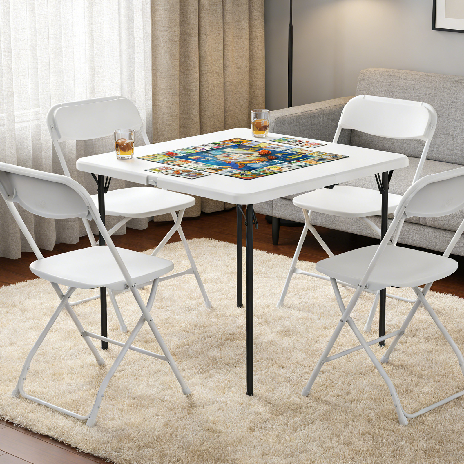 thumbnail video image 2 of WASUHE 36" Square Folding Table with Handle, Portable Resin Folding Card Table for Dining, Game, Party, Picnic, White, 2 of 9