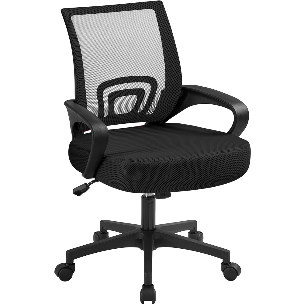 thumbnail video image 2 of Alden Design Ergonomic Mesh Chair Adjustable Mid Back Swivel Office Chair with Armrests, Black, 2 of 8