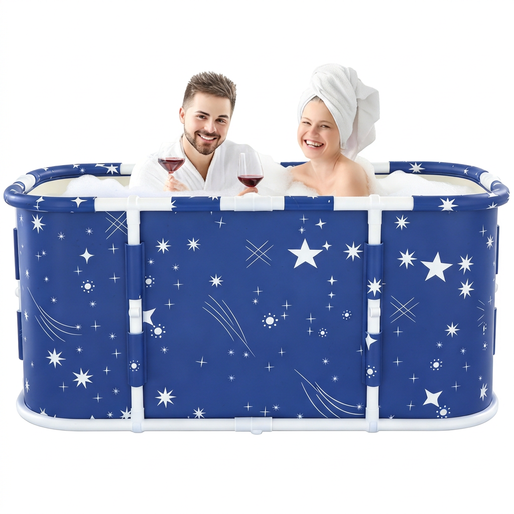 thumbnail video image 2 of HDUTNGISN 47.2"Adult Foldable Bathtub,Portable,Freestanding,for Hot/Ice Baths,Star, 2 of 16