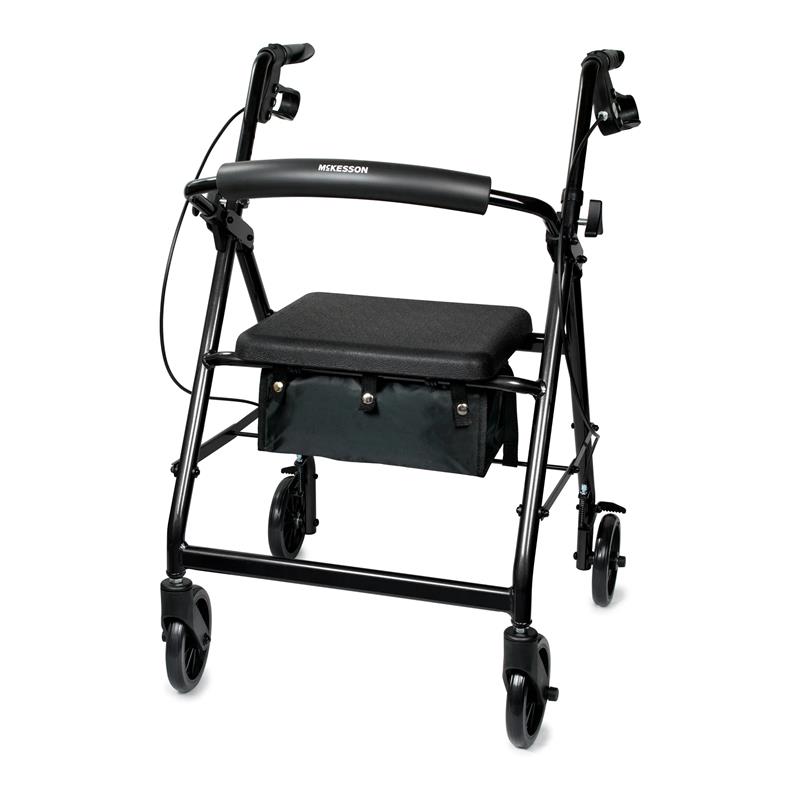 thumbnail video image 2 of McKesson Folding Rollator, Lightweight Aluminum, 300 Pound Weight Capacity, 1 Ct, 2 of 12