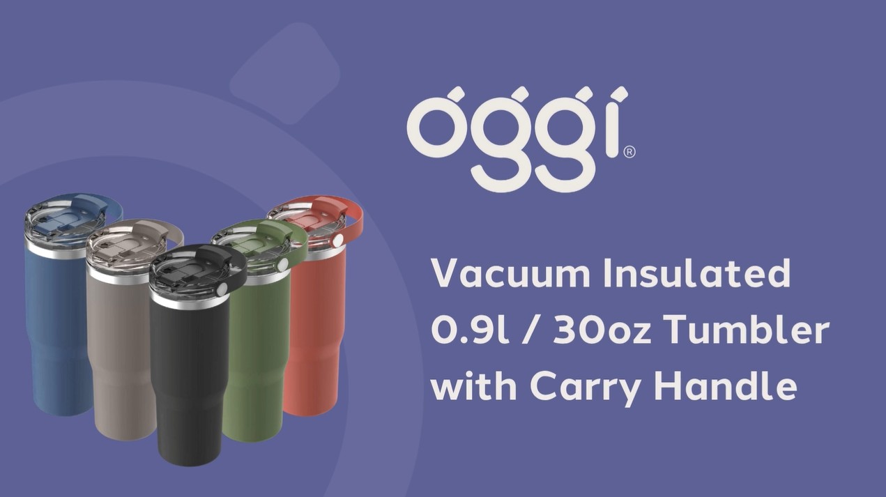 thumbnail video image 2 of 30 oz Vacuum Insulated Tumbler w/Lid & Handle - Black, 2 of 9