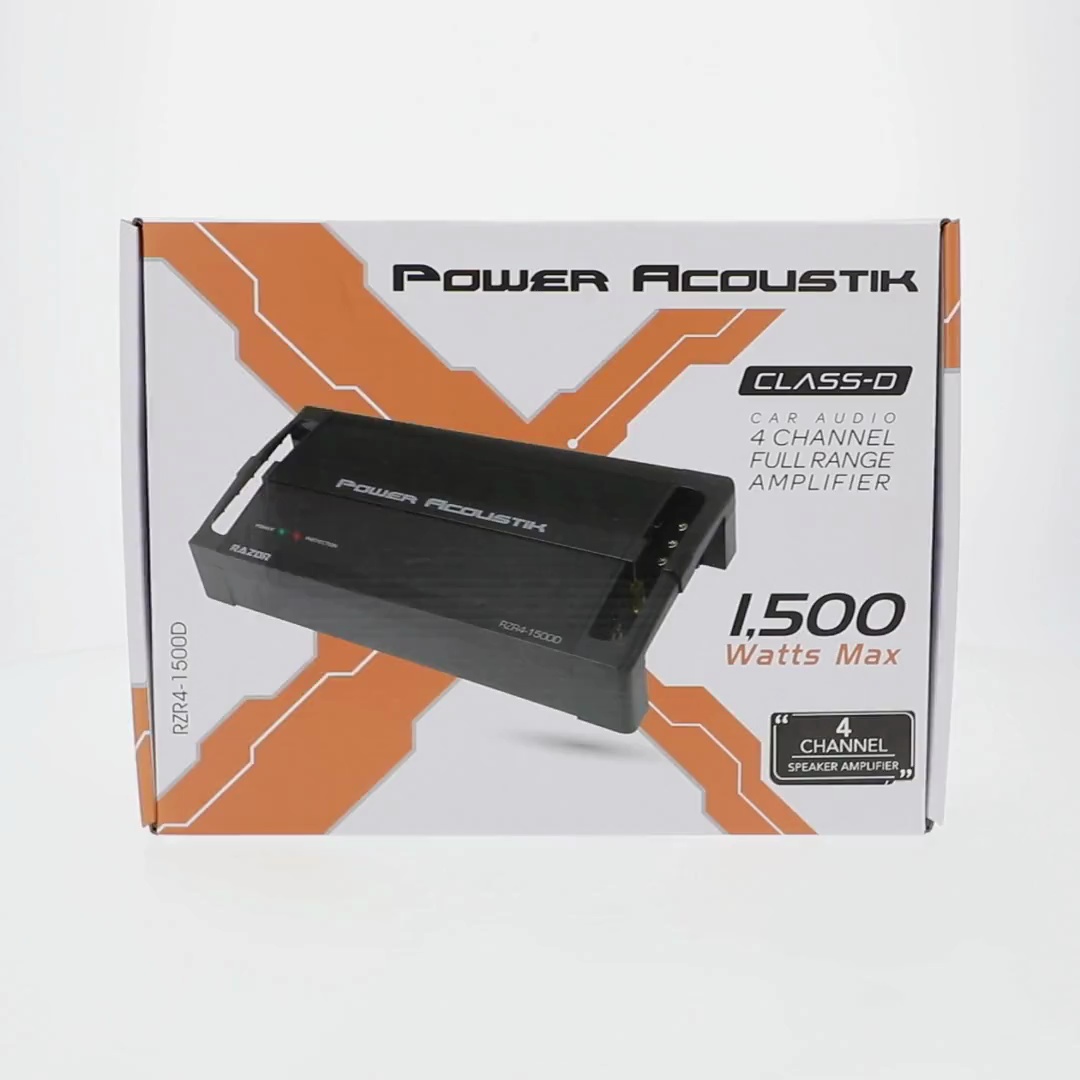 Power Acoustik RZR4-1500D 4-Ch Amp - 1500W Max - High Power