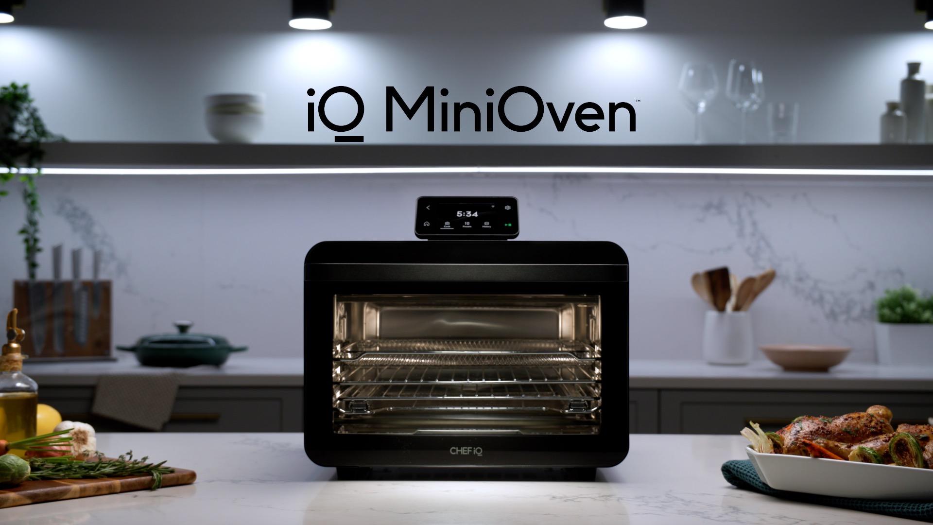 thumbnail video image 3 of CHEF iQ MiniOven 25-Quart Countertop Oven with Touchscreen Controls - Black, 3 of 16