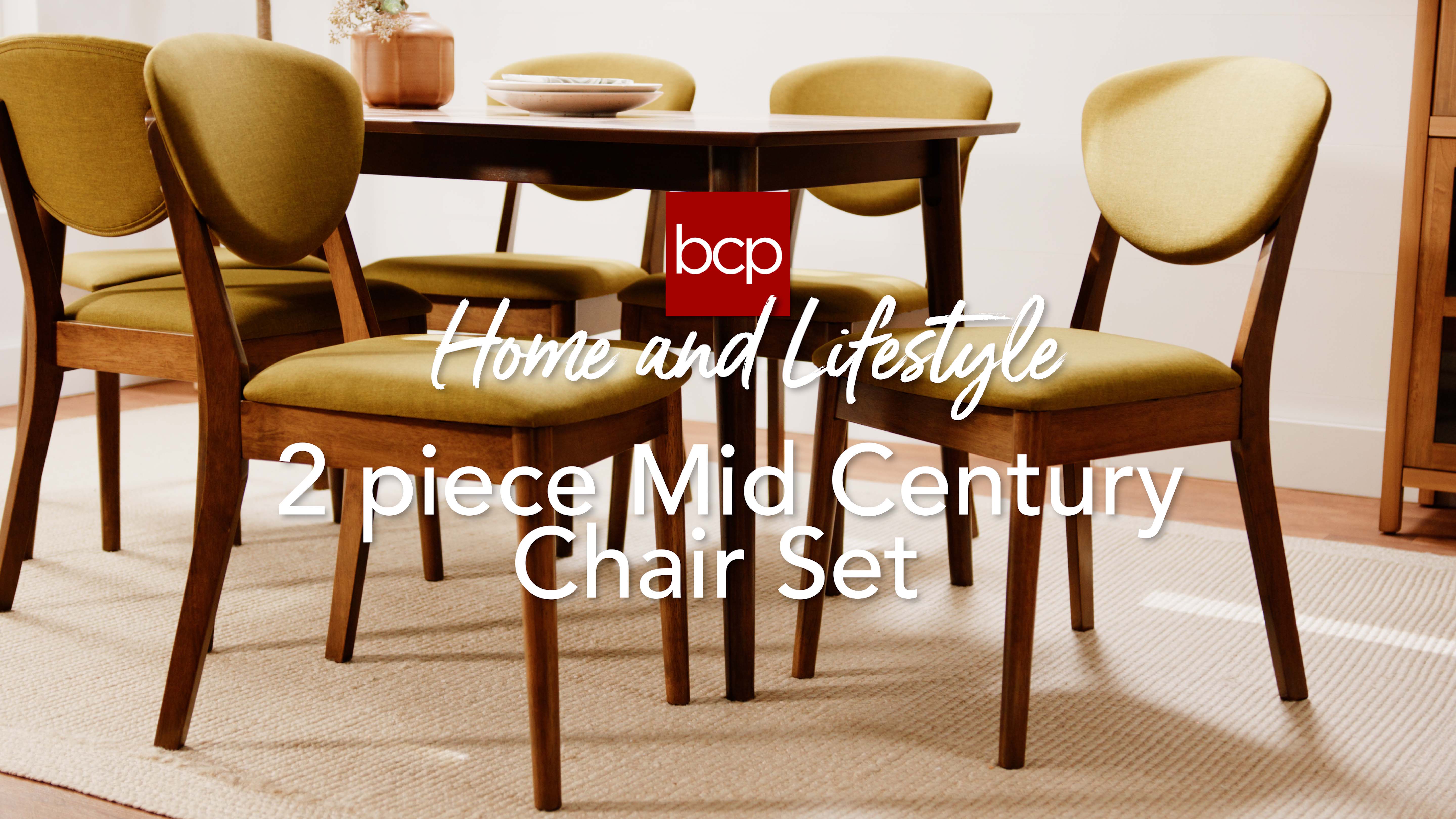 thumbnail video image 2 of Best Choice Products 2-Piece Mid-Century Modern Wood & Upholstered Dining Chair Set - Walnut/Cream, 2 of 8