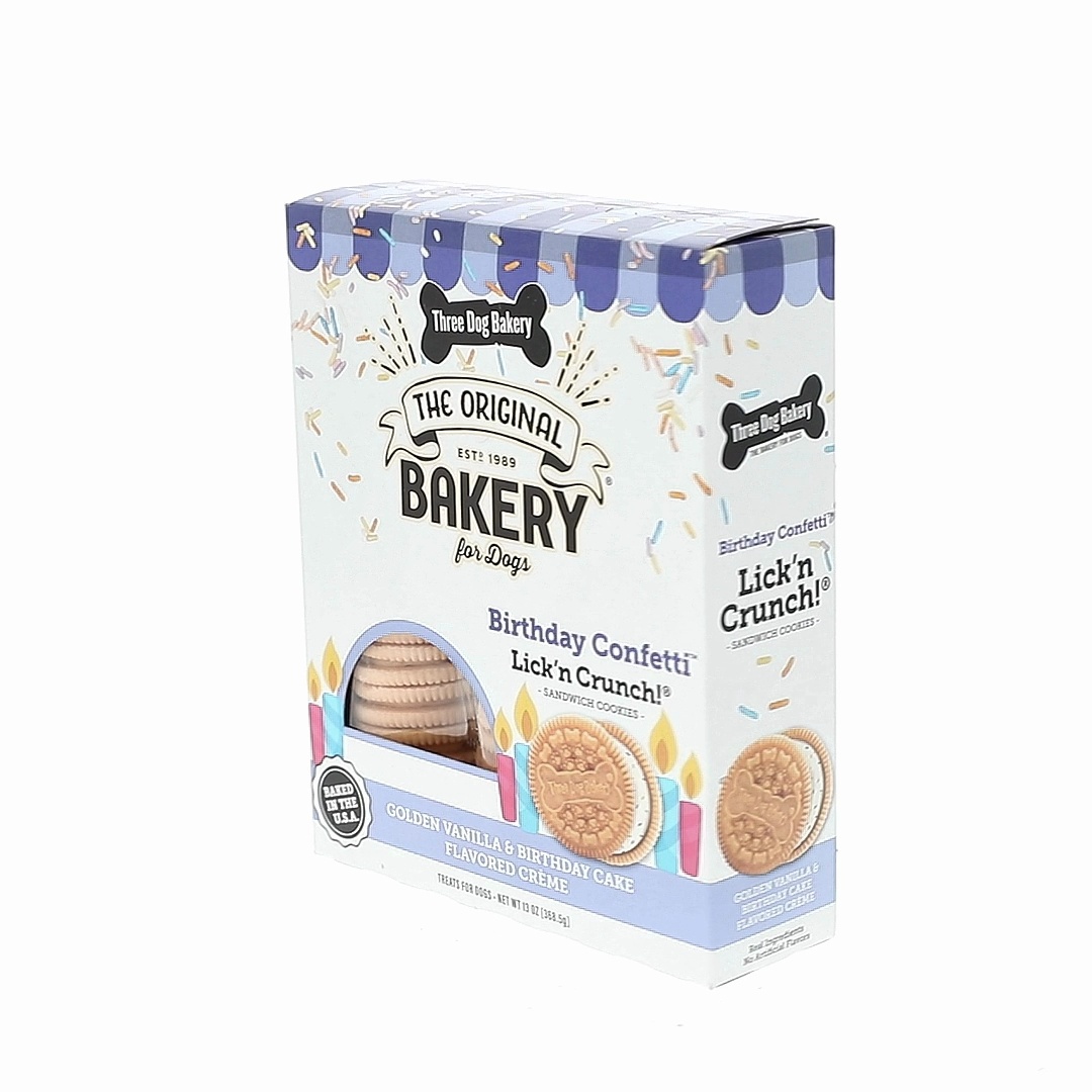 Three Dog Bakery Birthday Lick'n Crunch Dog Treats, Crunchy Treats