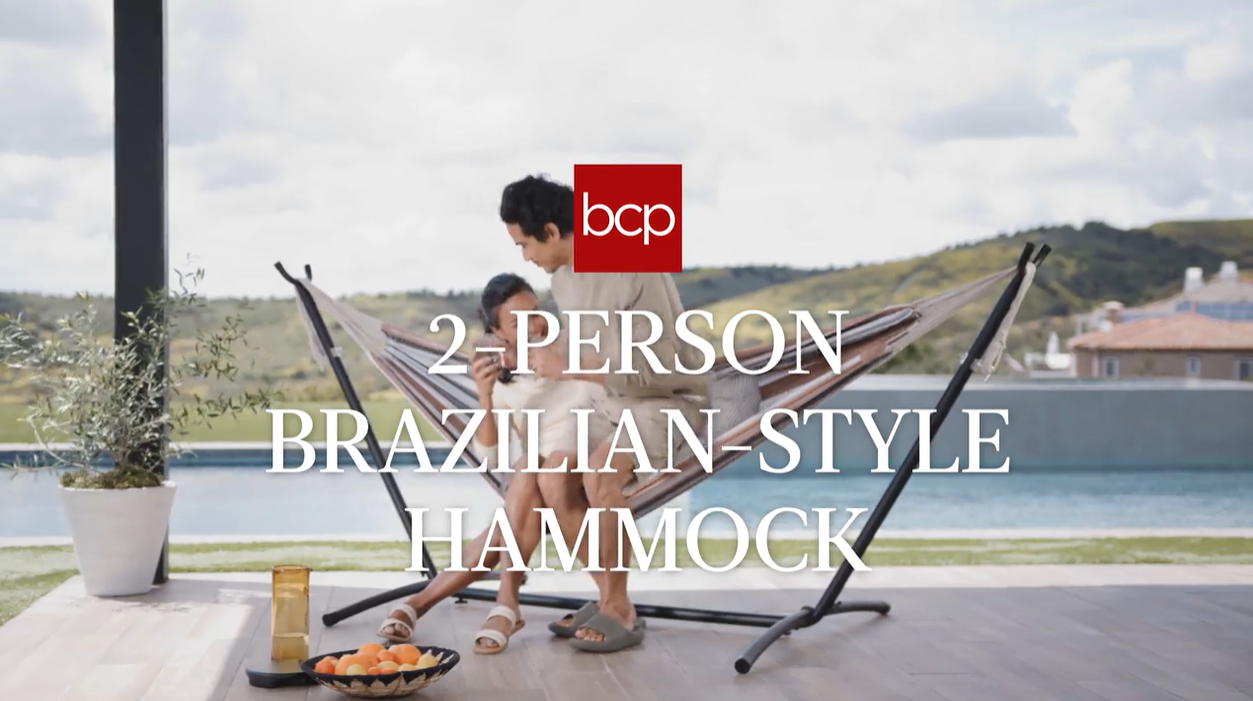 thumbnail video image 2 of Best Choice Products 2-Person Brazilian-Style Cotton Double Hammock Bed w/ Portable Carrying Bag  Steel, 2 of 8