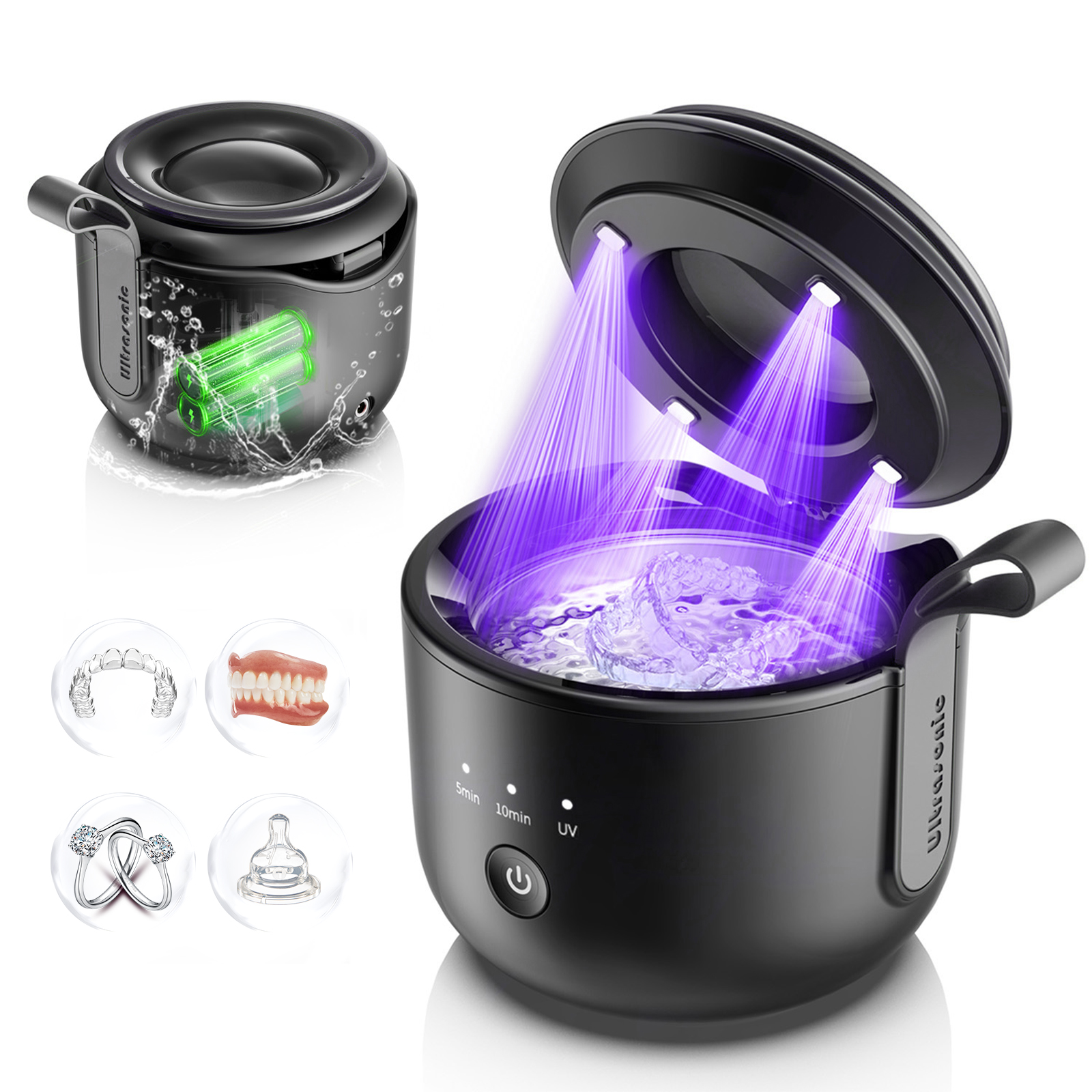 Skdwakiz Ultrasonic Cleaner, 48kHz Rechargeable Cordless Jewelry