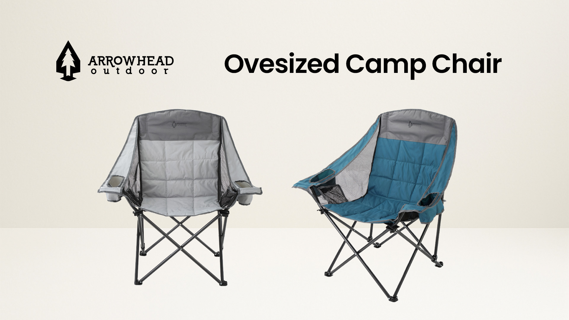 thumbnail video image 2 of ARROWHEAD OUTDOOR Oversized Folding Camp Chair w/ Adjustable Double Sized Cup Holder, Mesh Sides, Inner Pockets, Carry Bag, 300 LBS Weight Capacity, 2 of 8
