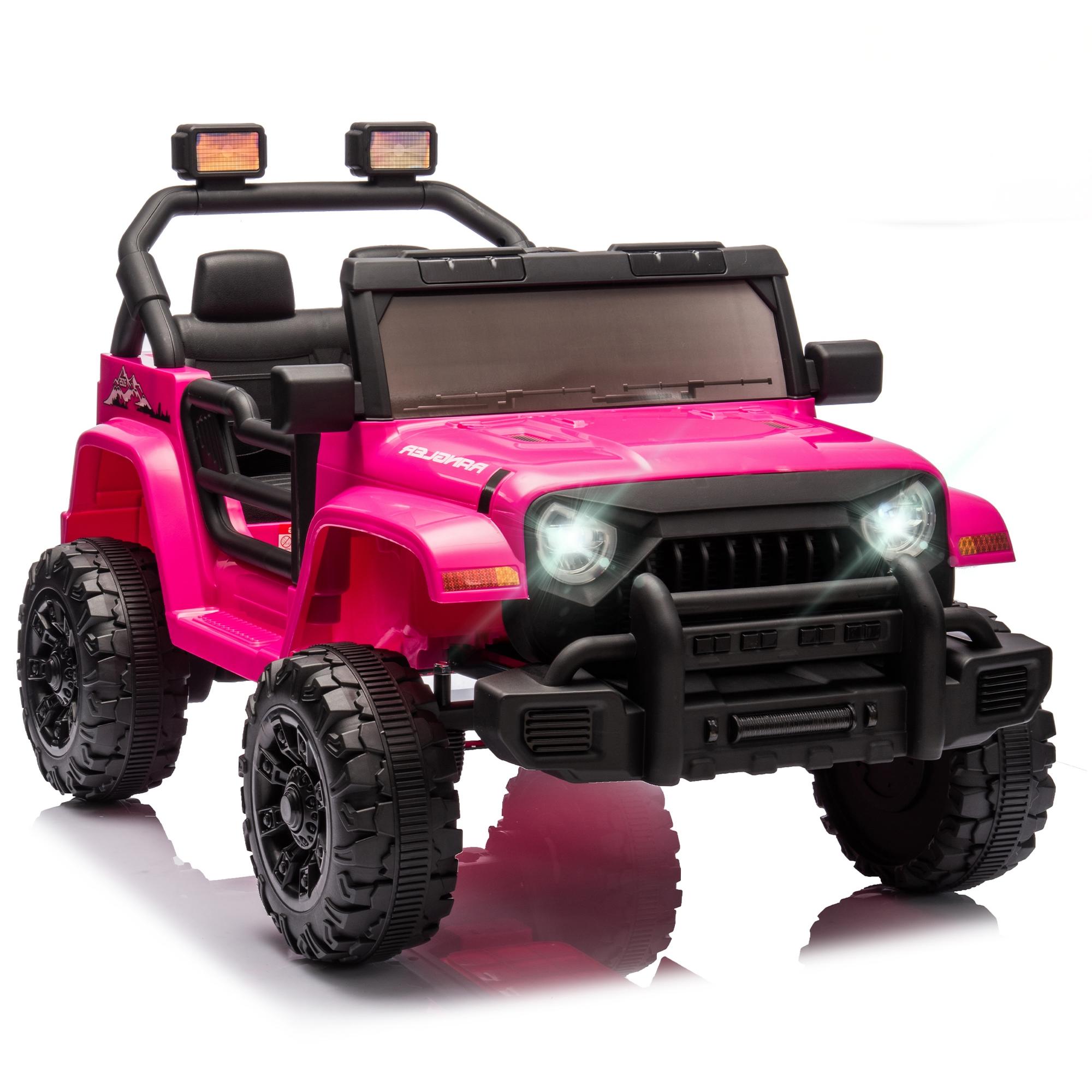 thumbnail video image 2 of 12 Volt Ride on Toys for Toddlers w/Remote Control, Electric Ride on Truck Car w/ Shock Absorption, 3 Speeds, Bluetooth, Lights, Steering Wheel Quick Release (White), 2 of 9