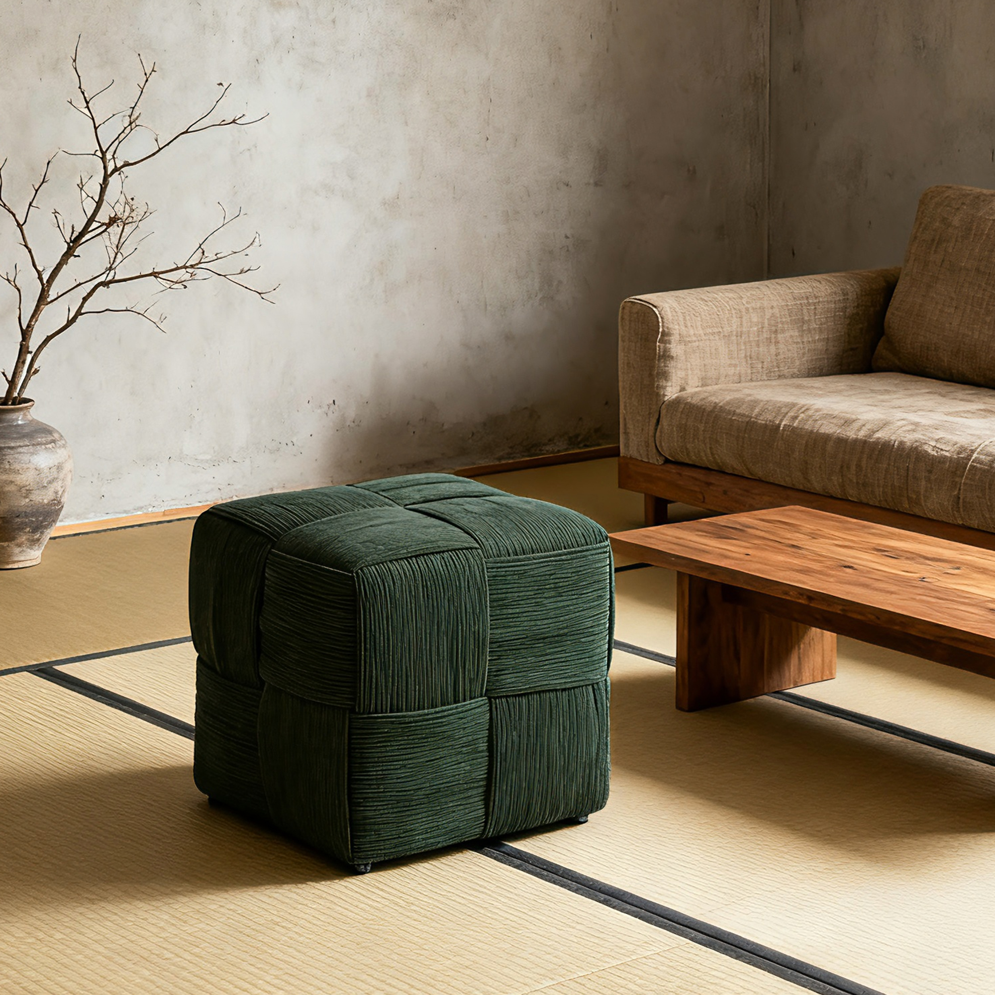 thumbnail video image 2 of Toauuo Ottoman Foot Rest - Soft Comfortable Square Corduroy Woven Design Sofa Stool, 2 of 10
