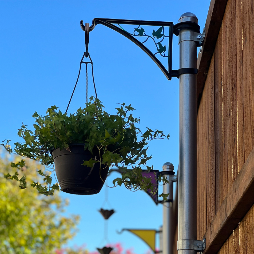 thumbnail video image 2 of 2 PCS Hangs EZ Fence Post Hangers with Blue Solid Inserts(Plant Hanger, Garden Hook) Fits 2 3/8" Diameter Posts, 2 of 9