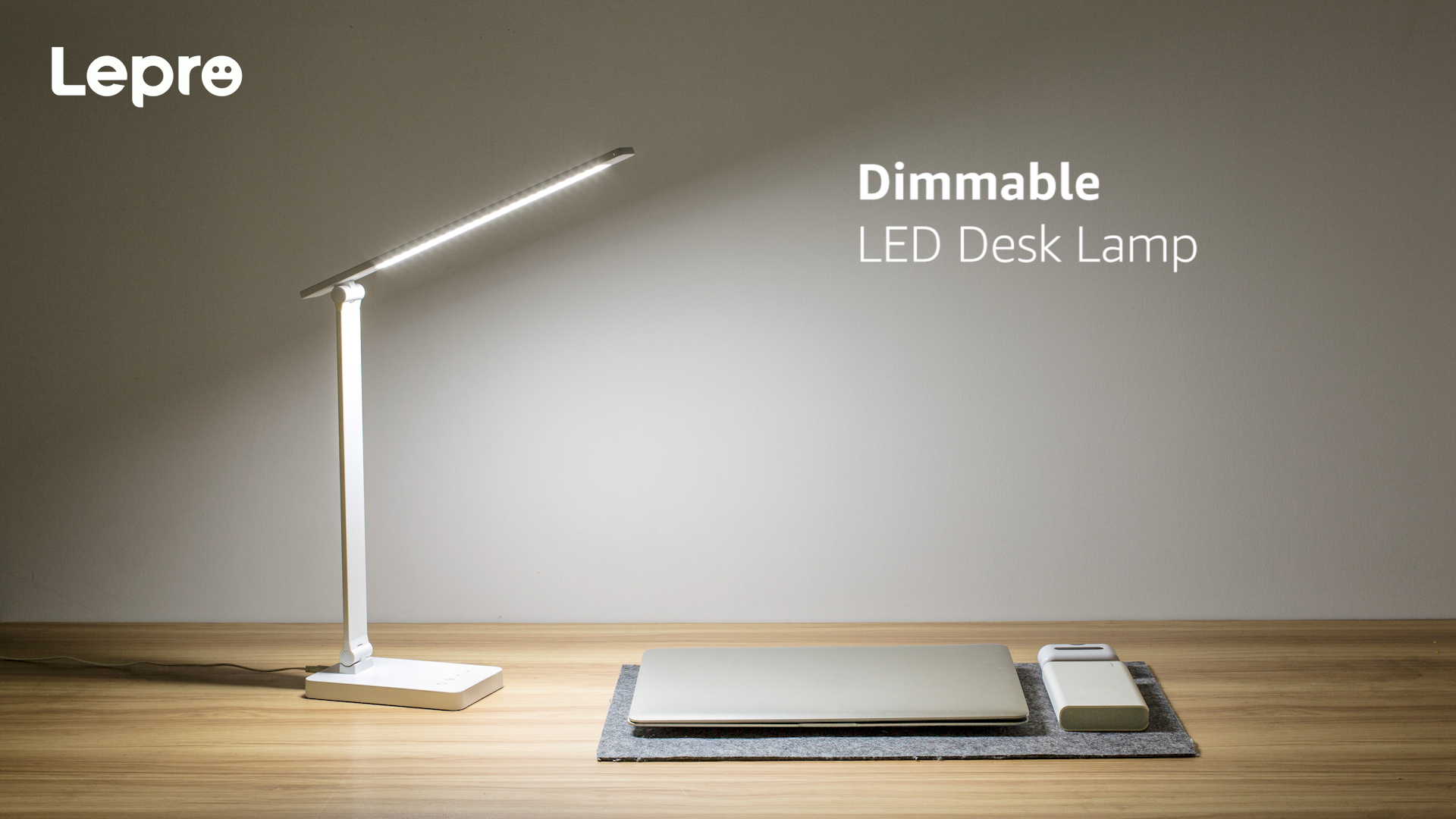 thumbnail video image 2 of Lepro LED Desk Lamp Touch Control Metal Desk Light 9.5W 800lm 5 Color Modes 5 Brightness Levels Dimmable Home Office Desktop Lamp for Reading, Studying, Nail, College Dorm, White, 2 of 11