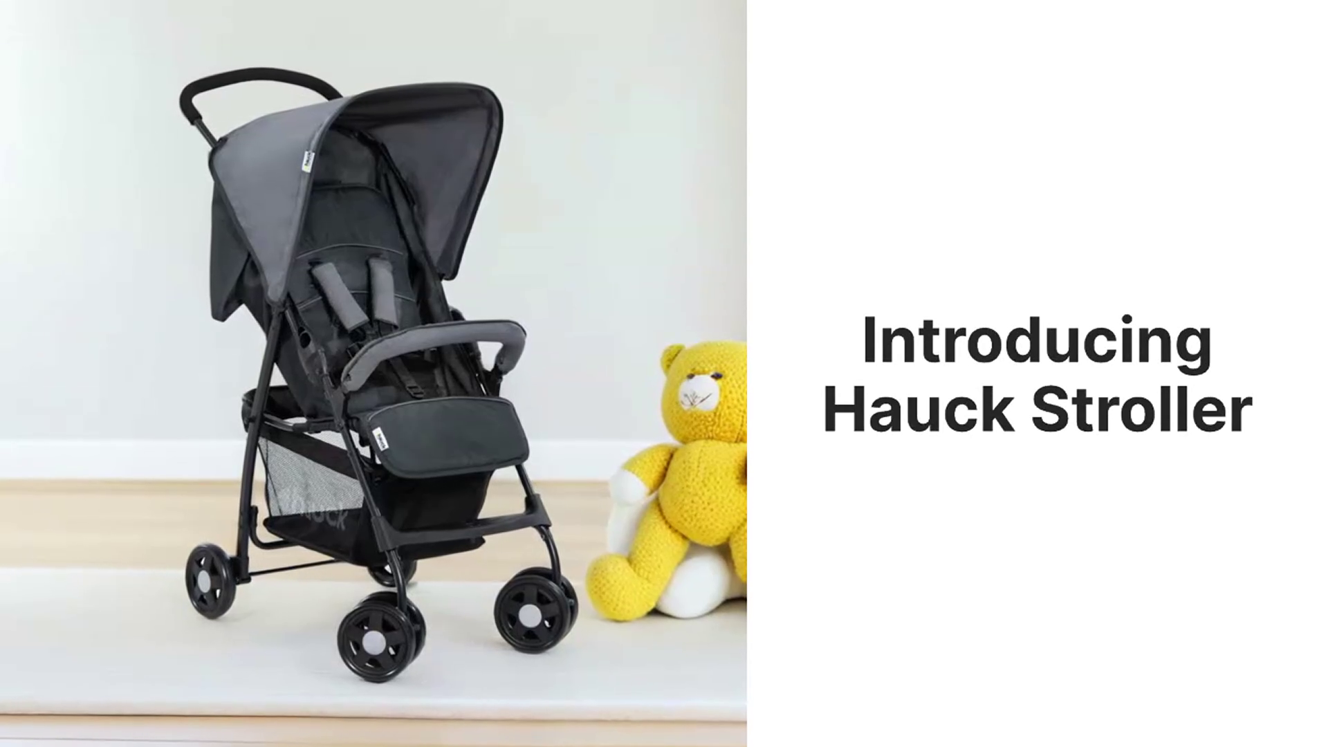 thumbnail video image 2 of hauck Sport T13 Lightweight Compact and Foldable Stroller, Push Chair, Grey, 2 of 8