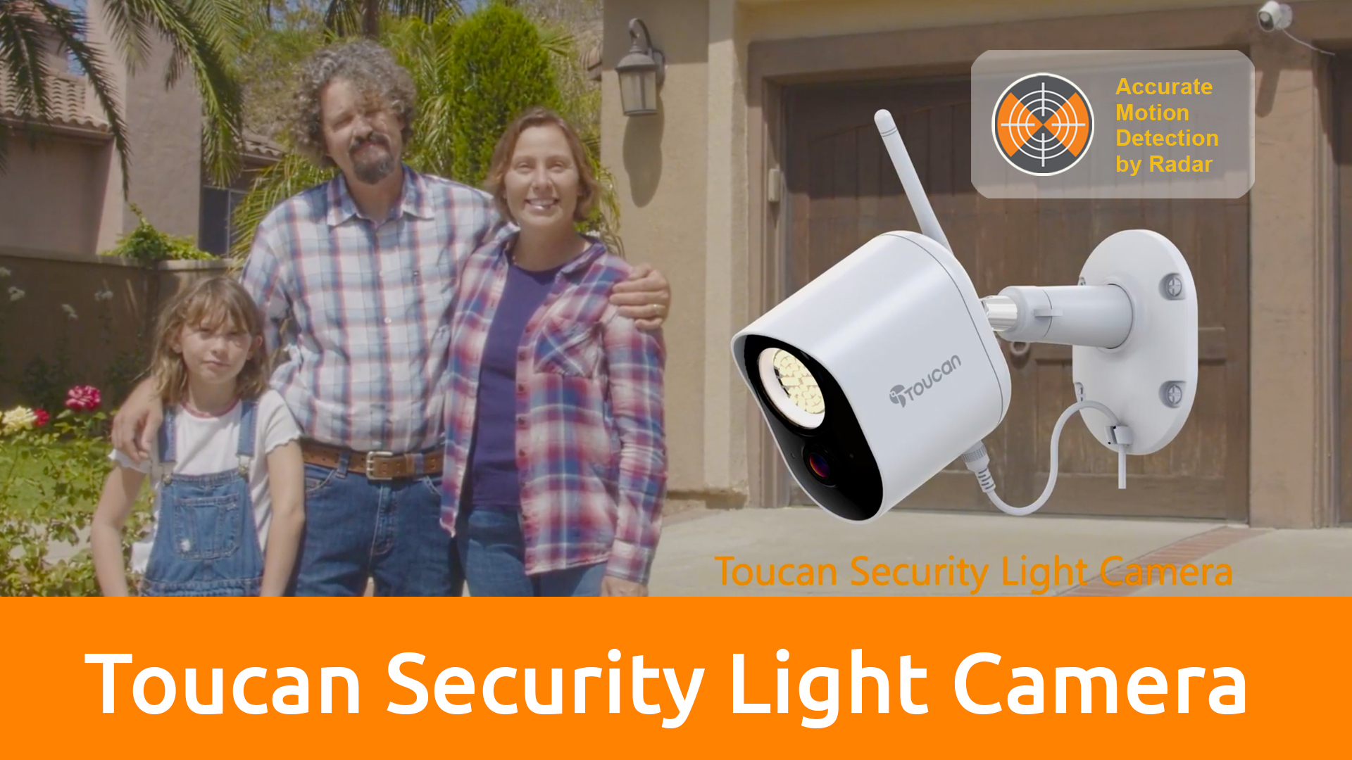 thumbnail video image 2 of Toucan Floodlight Camera, Super Bright Light, No Monthly Fees, Waterproof, Wi-Fi, Two-Way-Talk, Plug-in Power, Night Vision, 2 of 13