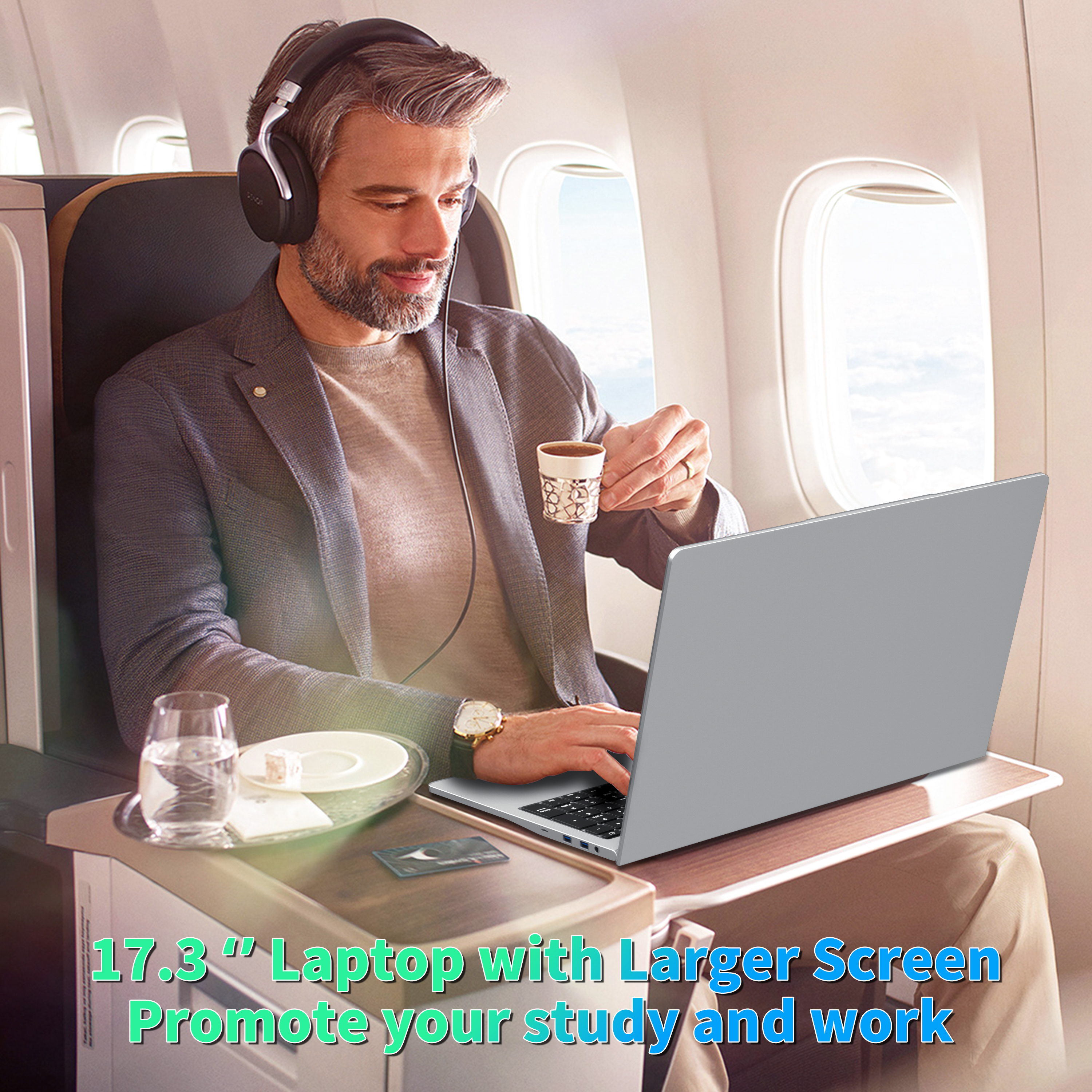 thumbnail video image 2 of Rumtuk 17.3" Silver Laptop, Larger Full HD IPS Screen, Celeron N5095, 16GB RAM, 1TB SSD, Win 11 Pro/Office 2019, Fingerprint, Backlit KB, HDMI, 3 USB 3.0, WiFi/BT. Ideal for Students and Business!, 2 of 8